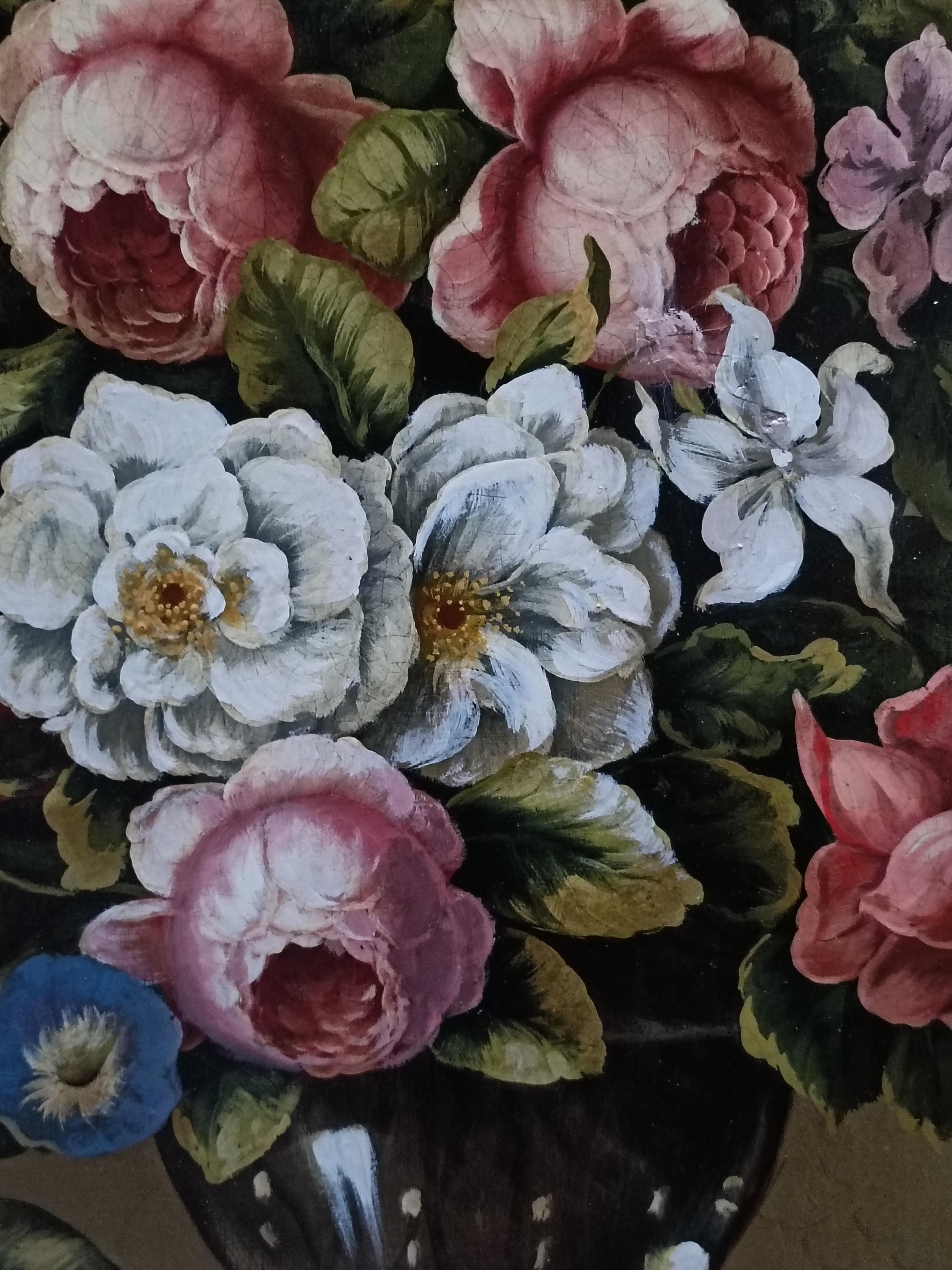 FLOWERS - Carlo De Tommasi  -  Still Life Oil on Canvas  Italian Painting For Sale 6