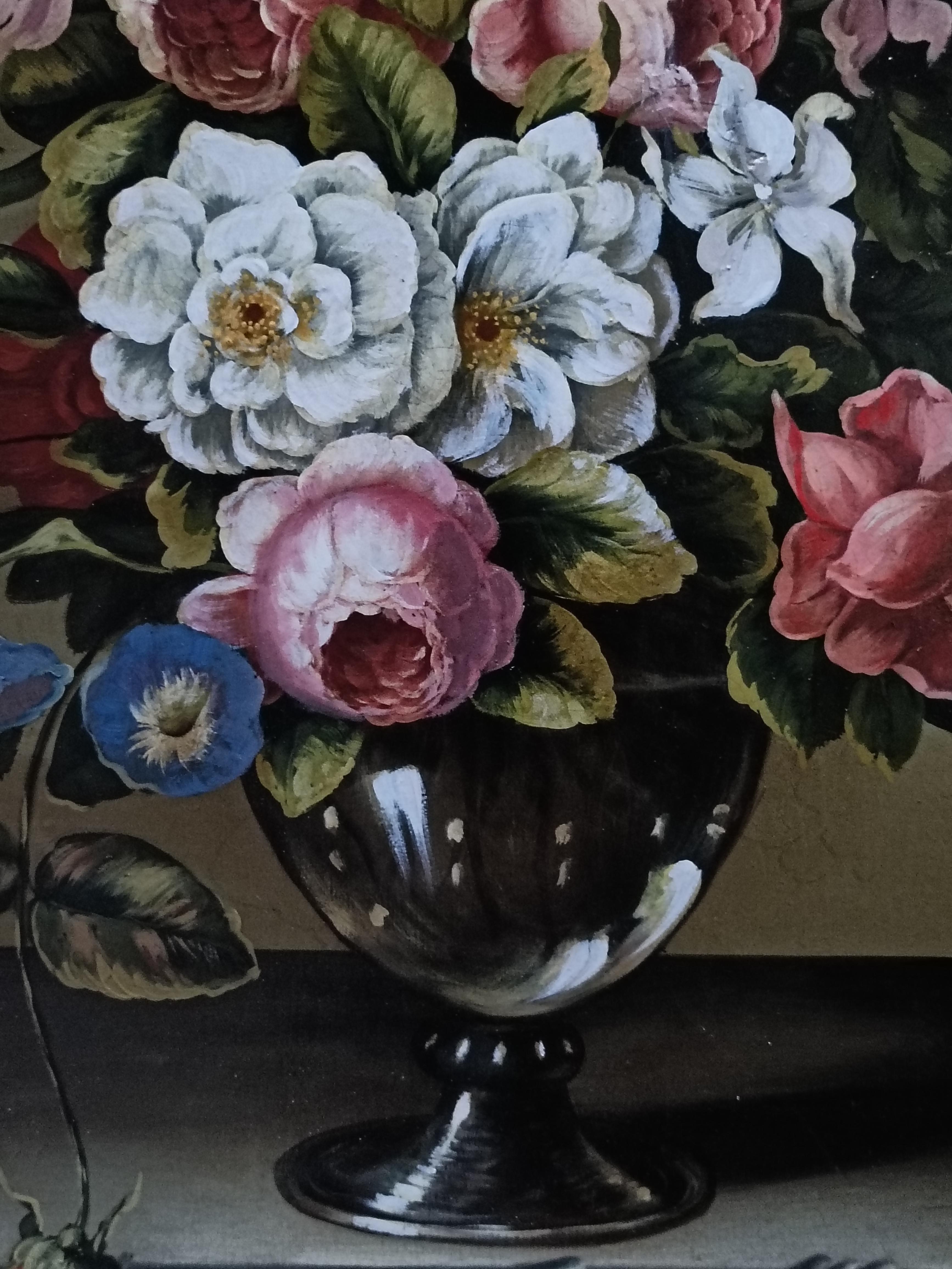FLOWERS - Carlo De Tommasi  -  Still Life Oil on Canvas  Italian Painting For Sale 7