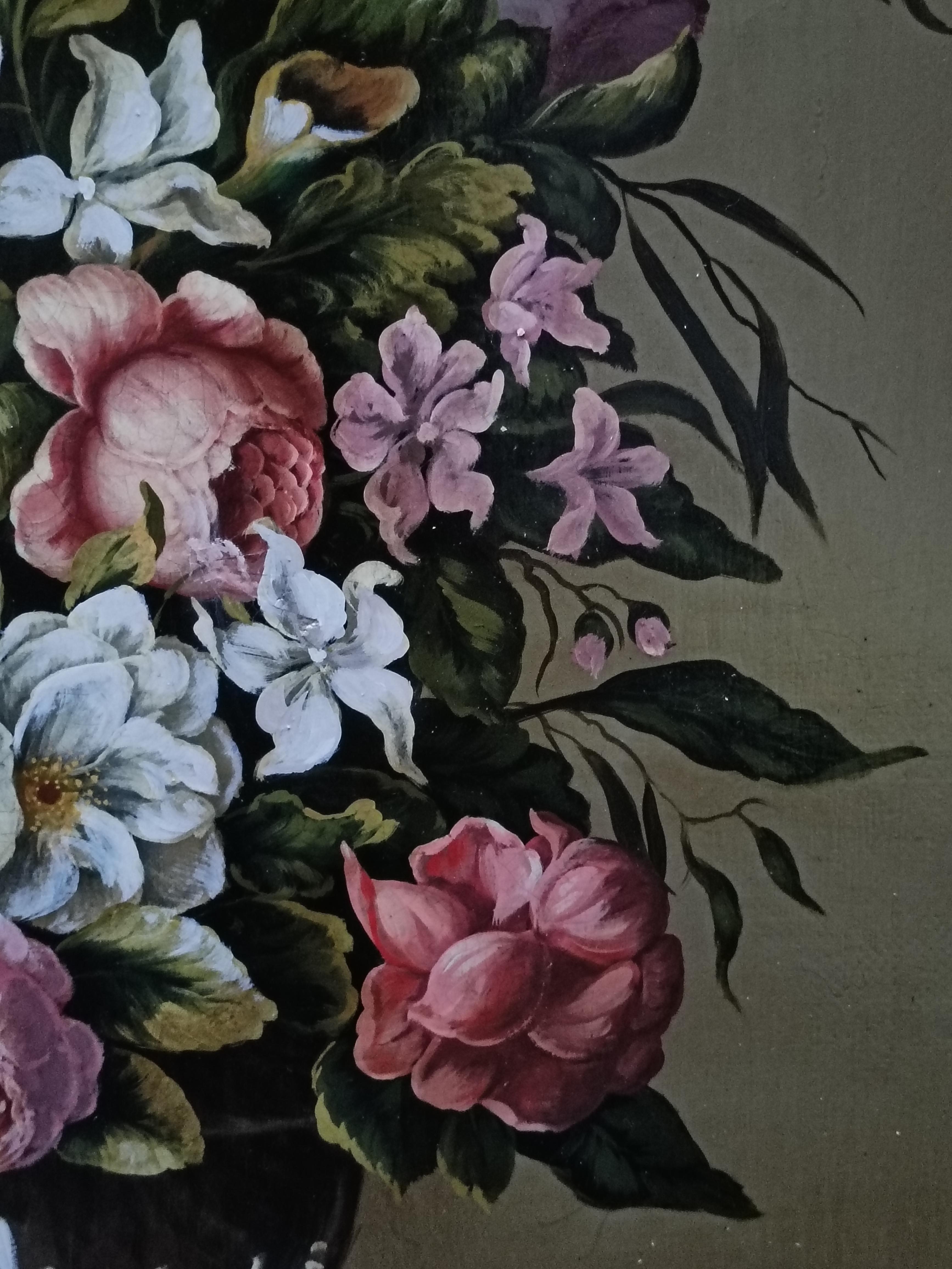 FLOWERS - Carlo De Tommasi  -  Still Life Oil on Canvas  Italian Painting For Sale 8