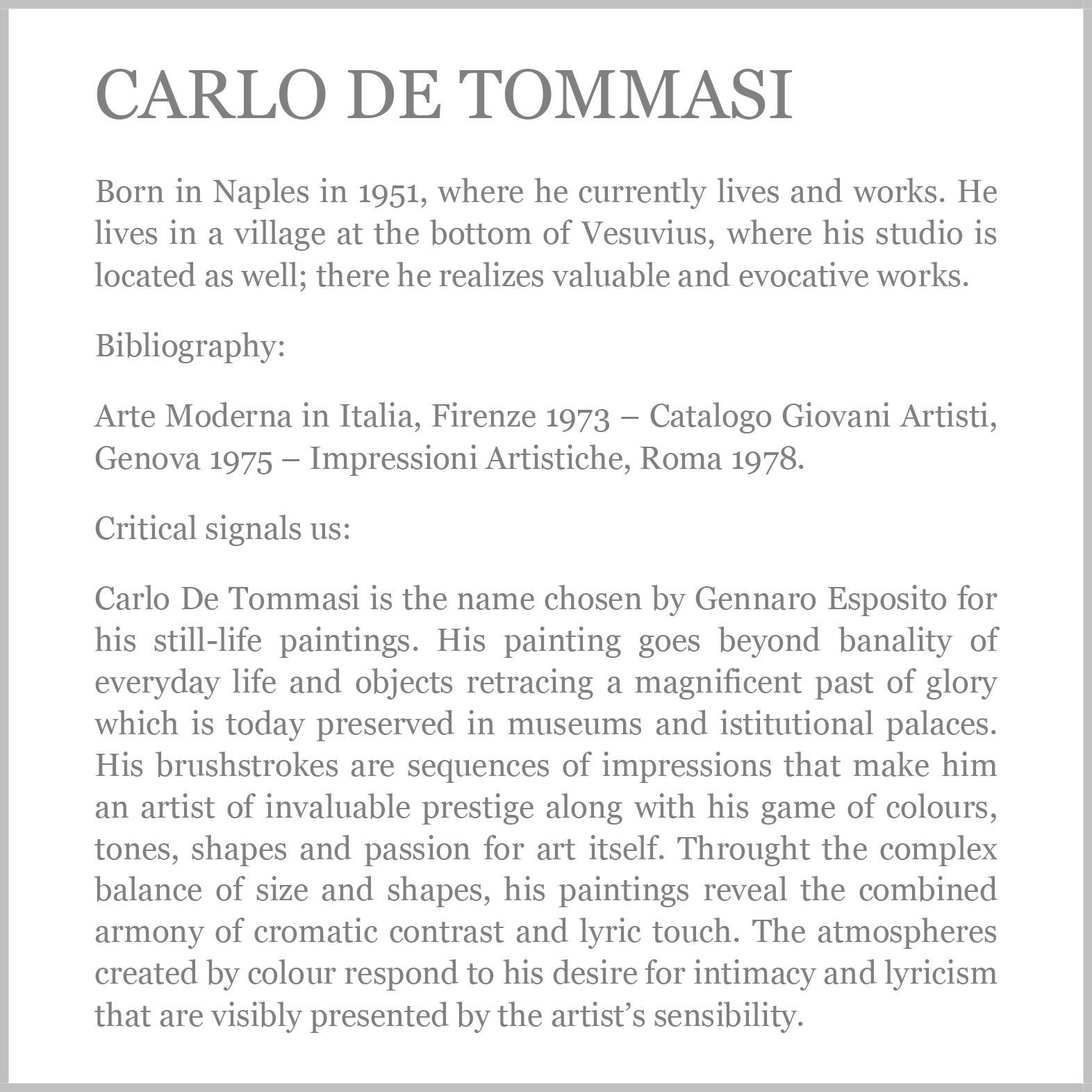 FLEURS - Carlo De Tommasi  -  Nature morte à l'huile sur toile  Peinture italienne en vente 6