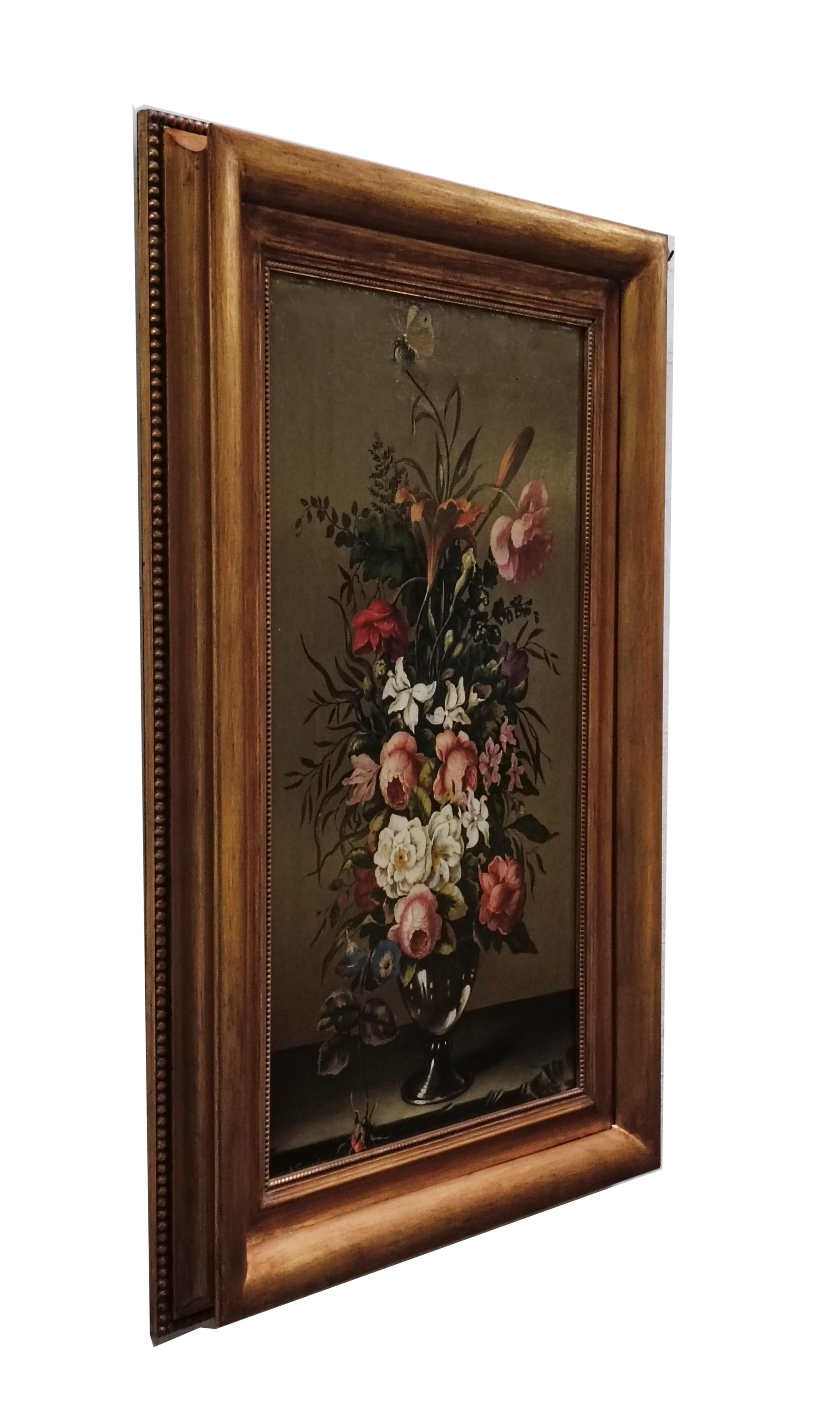 FLOWERS - Carlo De Tommasi  -  Still Life Oil on Canvas  Italian Painting For Sale 4