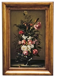 FLORES - Carlo De Tommasi  -  Naturaleza muerta Óleo sobre lienzo  Pintura italiana
