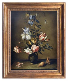FLOWERS - Dutch SchooI -Italian Still Life Oil on Canvas Painting