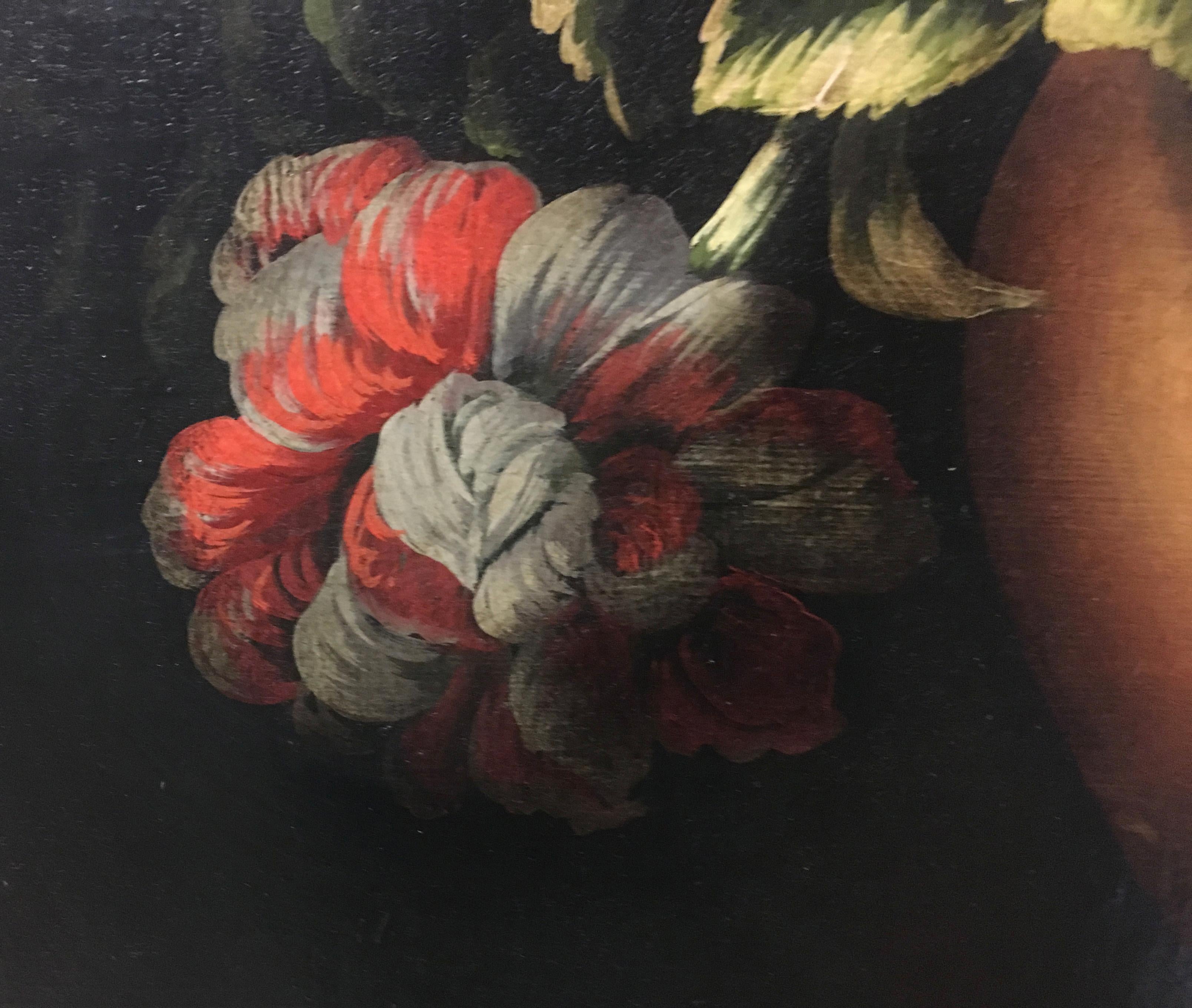 FLOWERS - Dutch School -Italian Still Life Oil on Canvas Painting For Sale 1