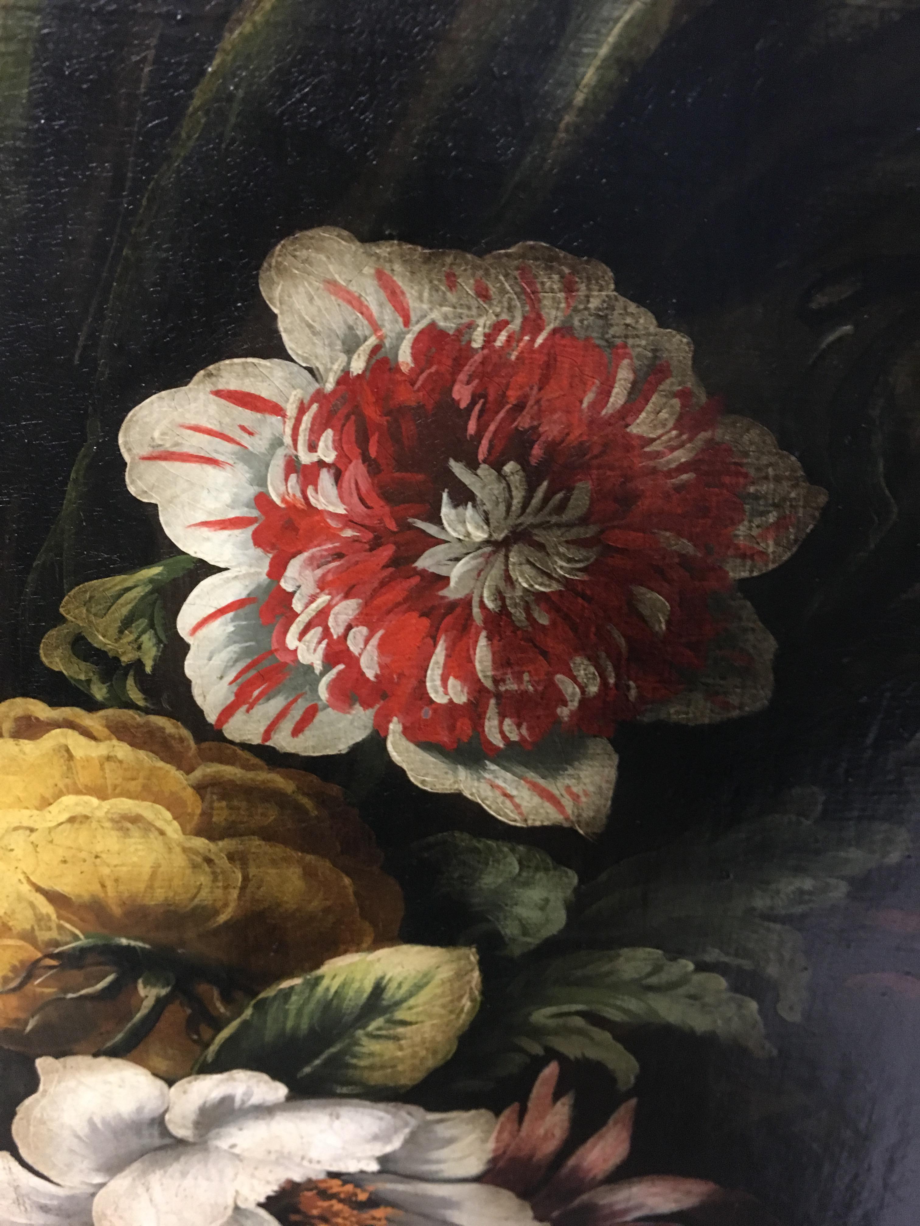 FLOWERS - Dutch School -Italian Still Life Oil on Canvas Painting For Sale 2