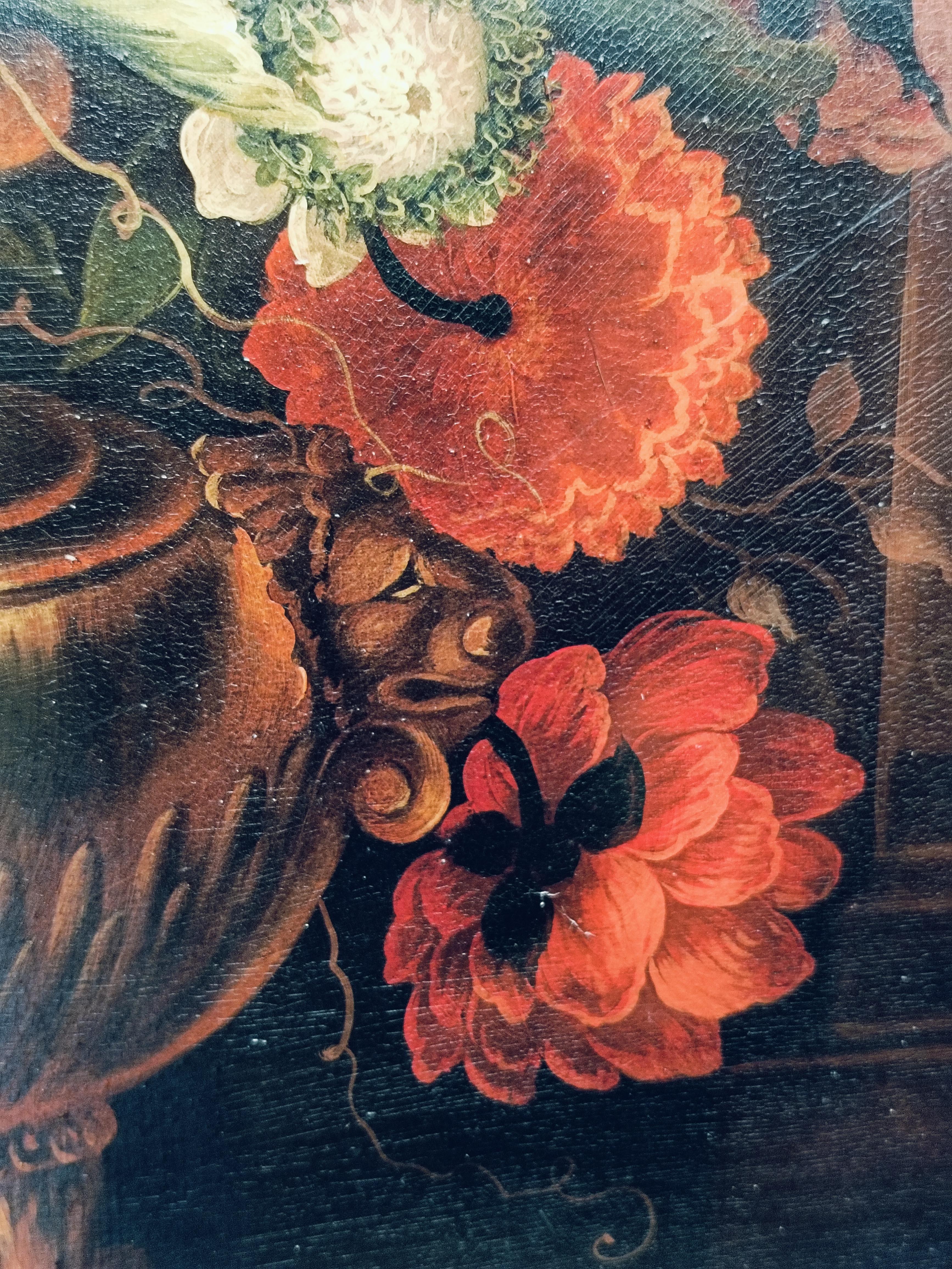 FLORES - A la manera de A.Bosschaer Óleo sobre lienzo Bodegón italiano en venta 9