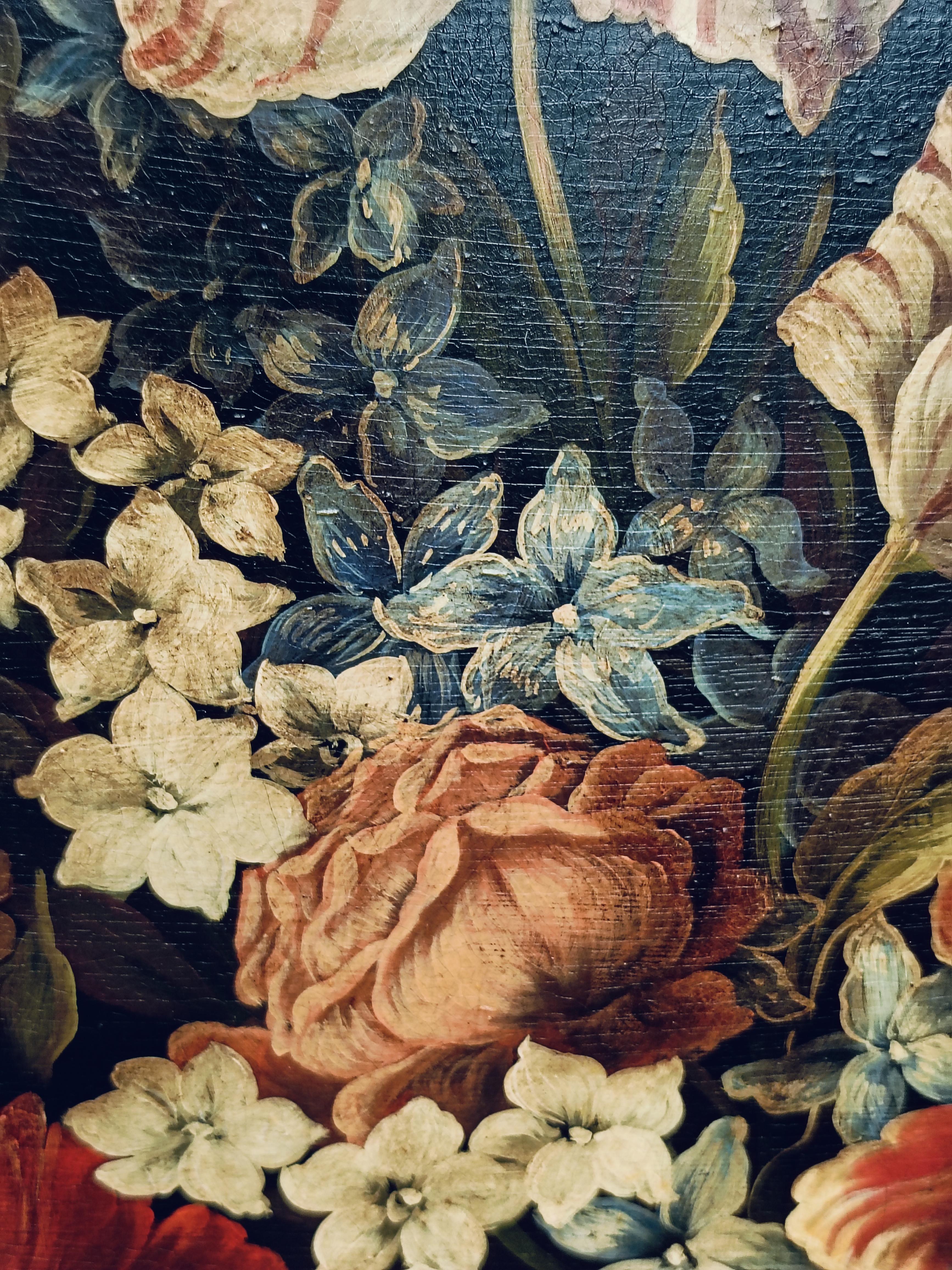 FLORES - A la manera de A.Bosschaer Óleo sobre lienzo Bodegón italiano en venta 10