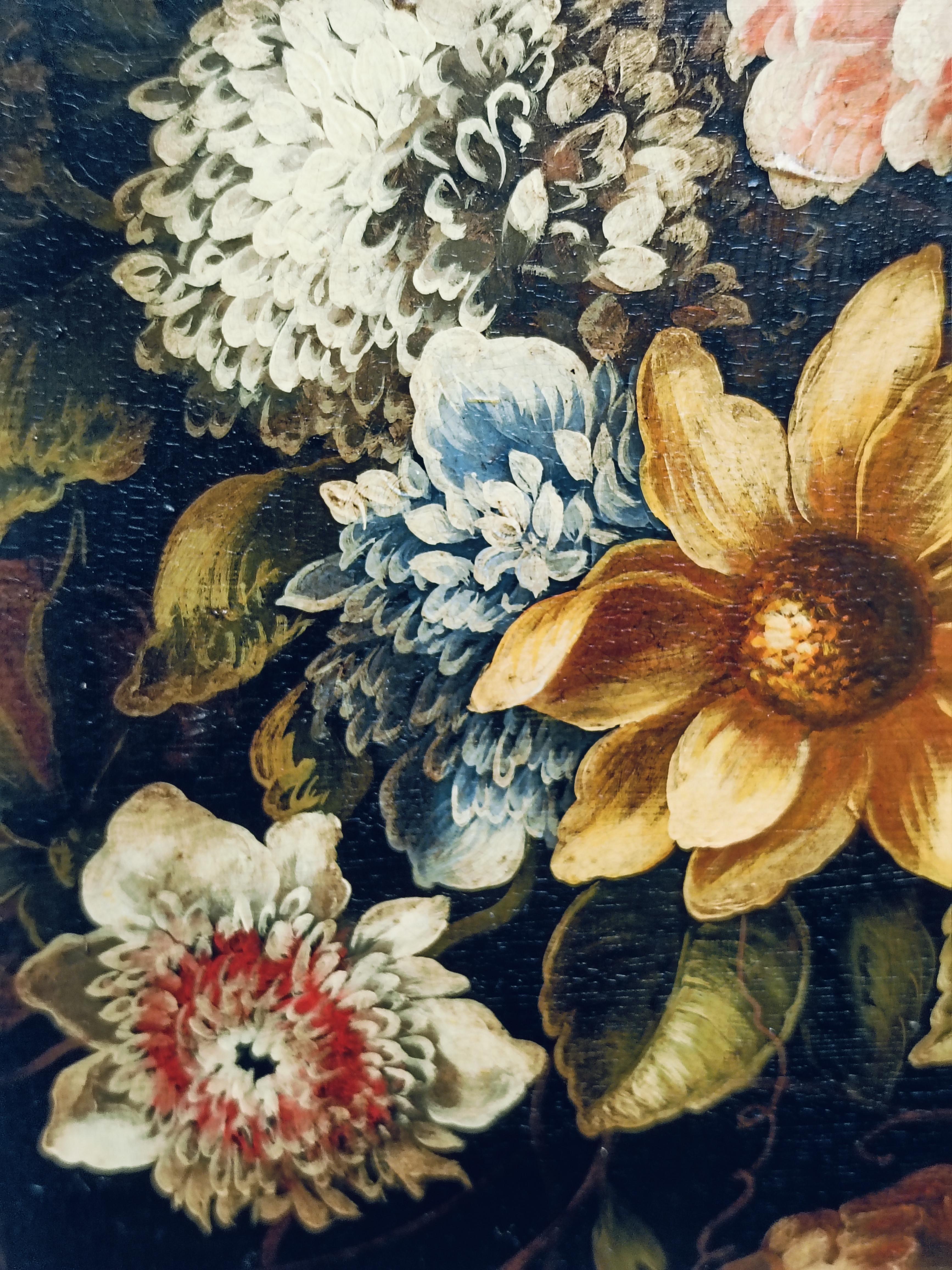 FLORES - A la manera de A.Bosschaer Óleo sobre lienzo Bodegón italiano en venta 11