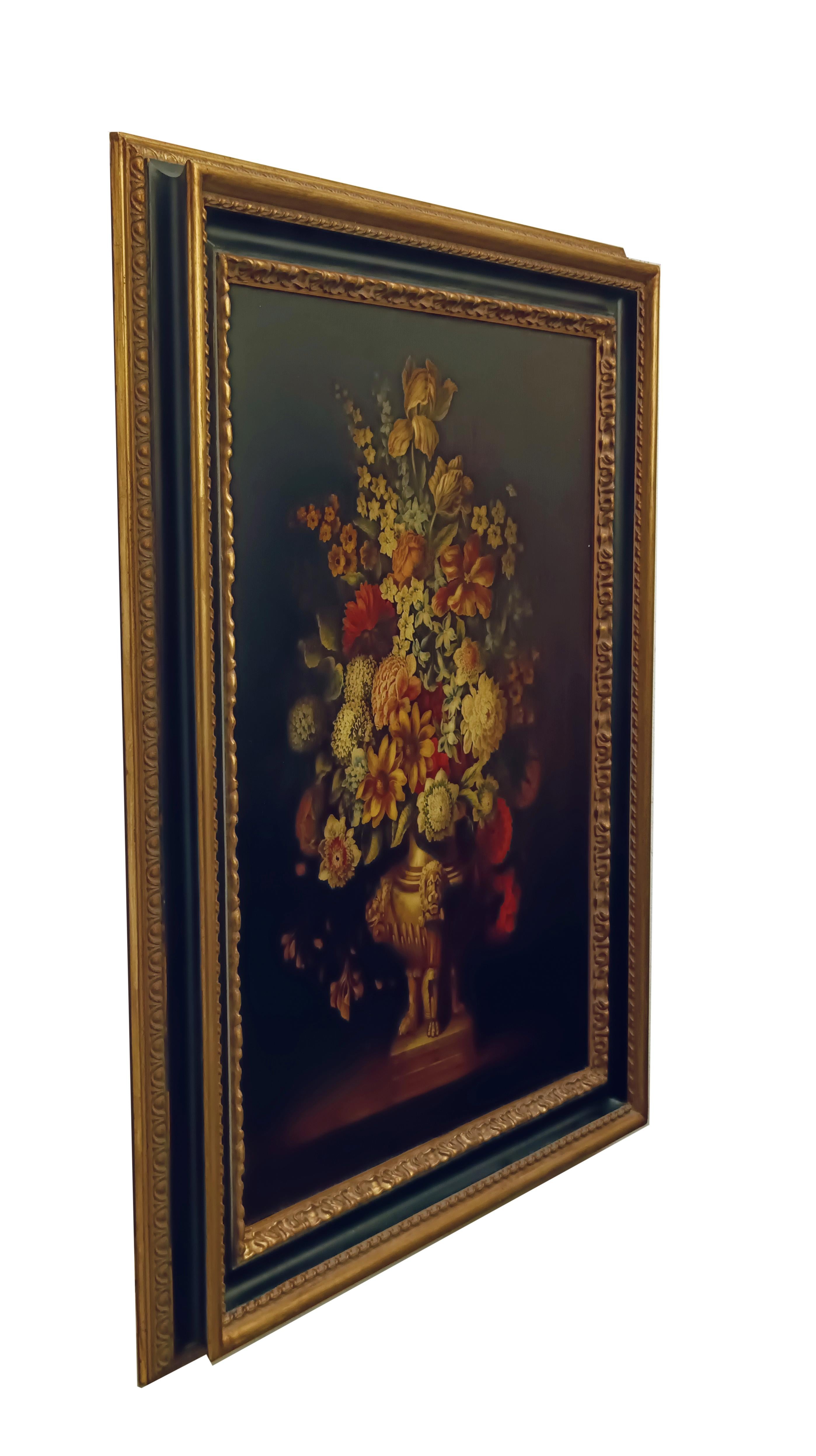 FLORES - A la manera de A.Bosschaer Óleo sobre lienzo Bodegón italiano en venta 13