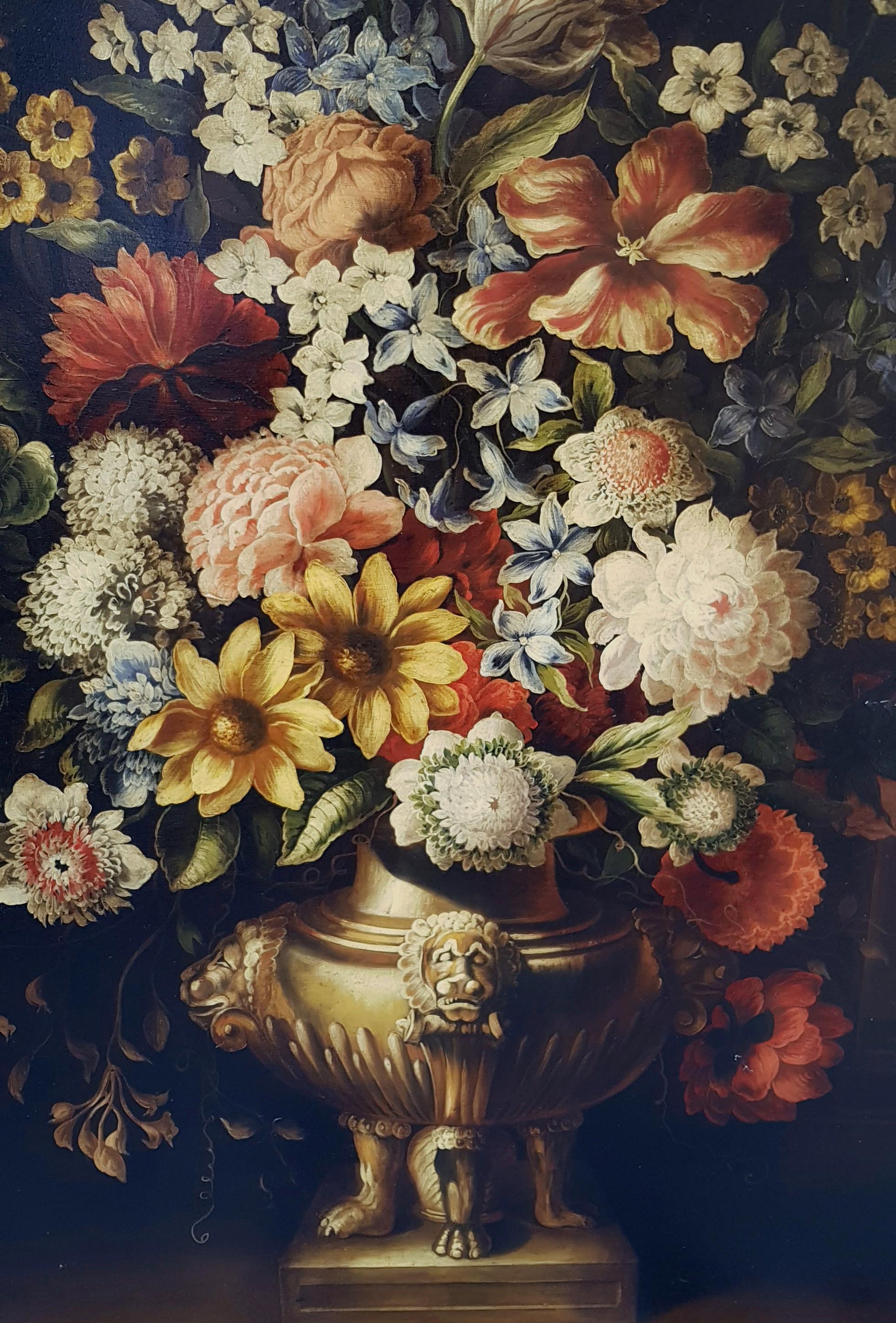 FLORES - A la manera de A.Bosschaer Óleo sobre lienzo Bodegón italiano - Painting Escuela flamenca de Carlo De Tommasi
