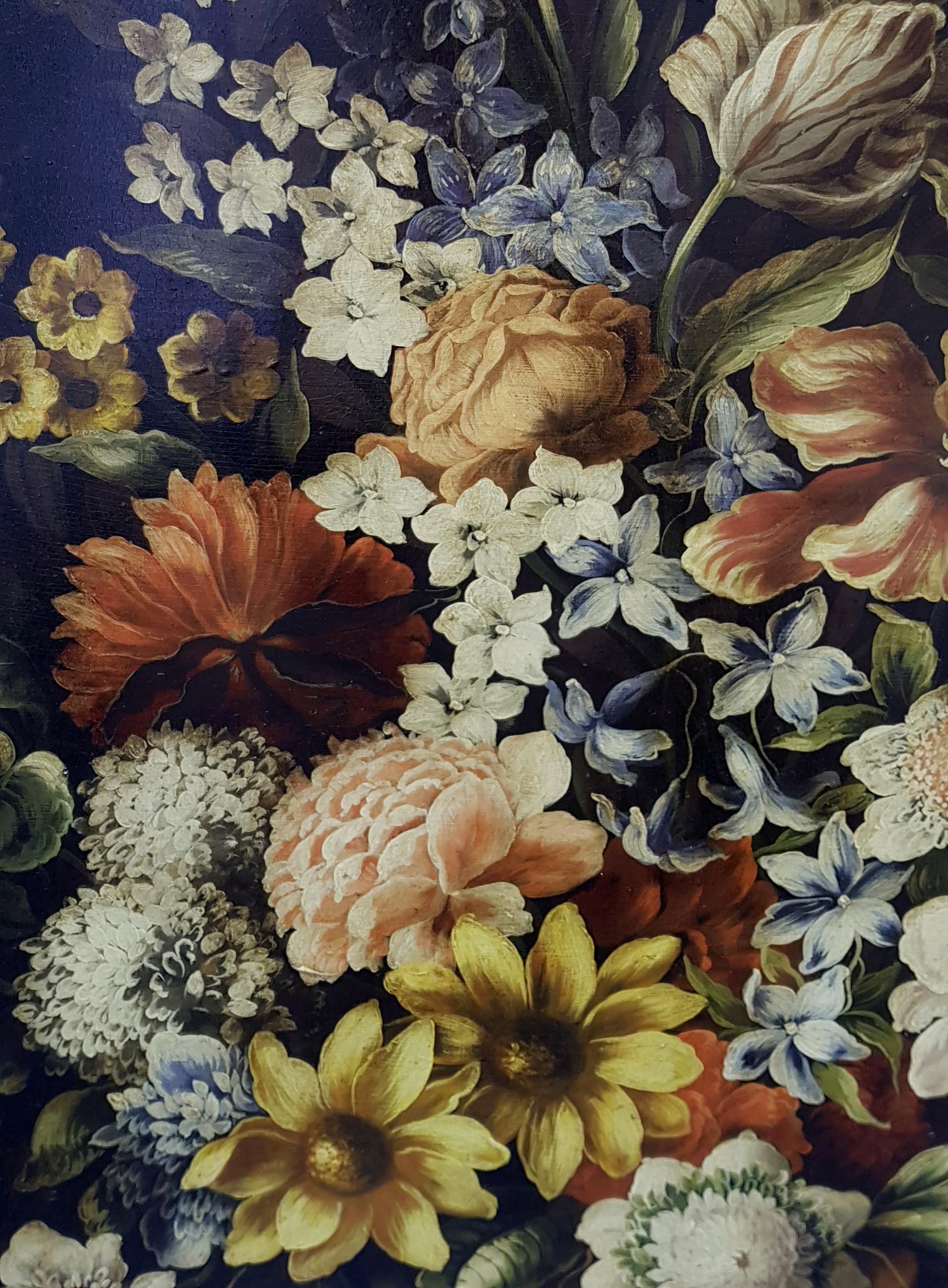 FLORES - A la manera de A.Bosschaer Óleo sobre lienzo Bodegón italiano en venta 1