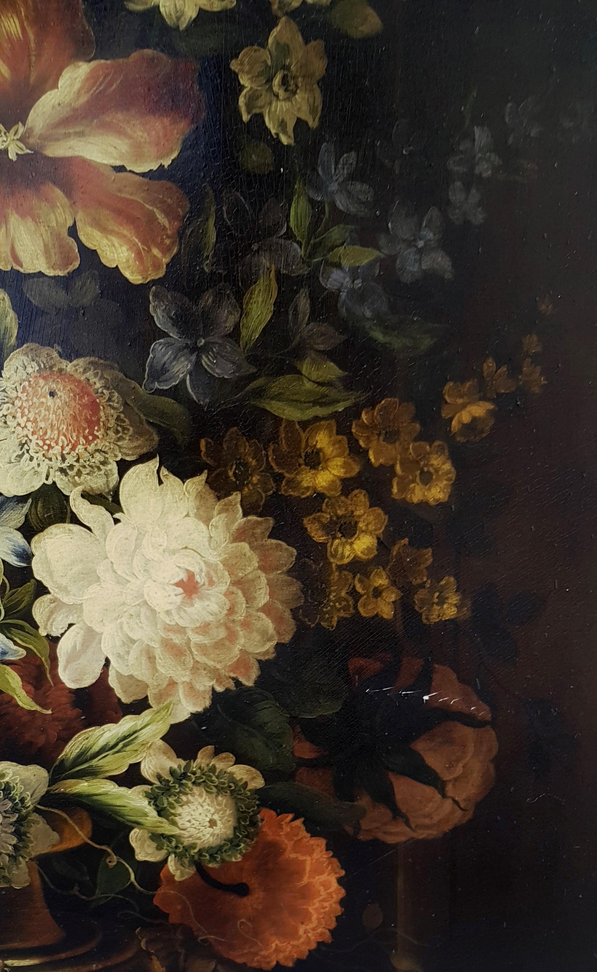 FLORES - A la manera de A.Bosschaer Óleo sobre lienzo Bodegón italiano en venta 2