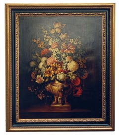FLOWERS - In the manner of A.Bosschaer Oil on Canvas Italian Still Life Painting