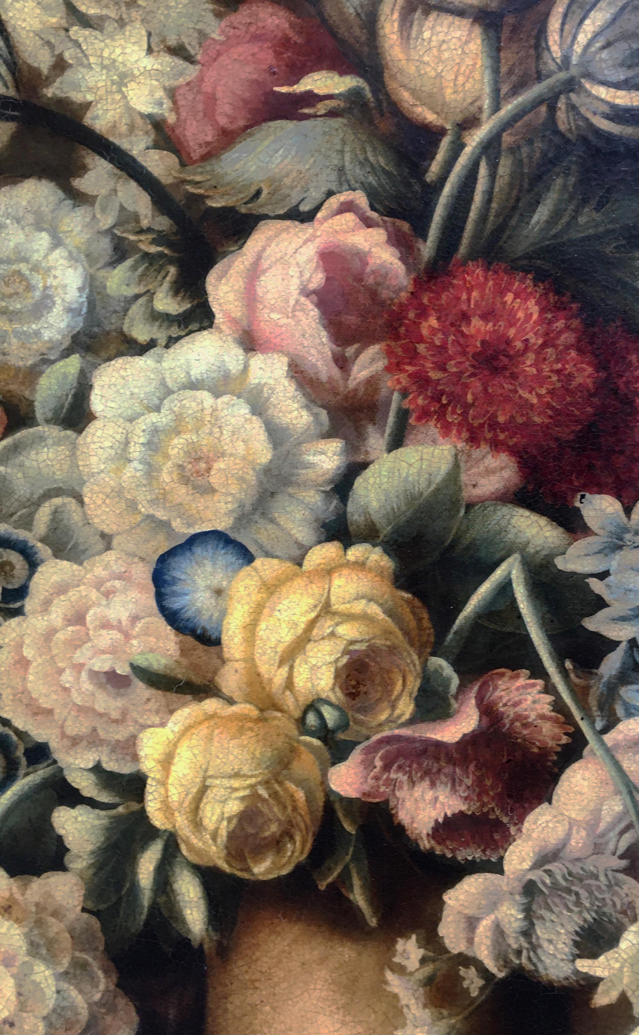 FLOWERS -Dutch School - Italian Still Life Oil on Canvas Painting For Sale 3