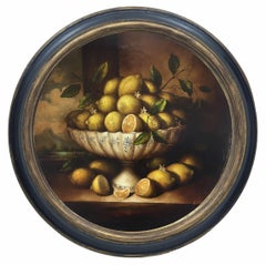 LEMMONS -In the Manner of Abraham - Italian Still Life Oil on Canvas Painting