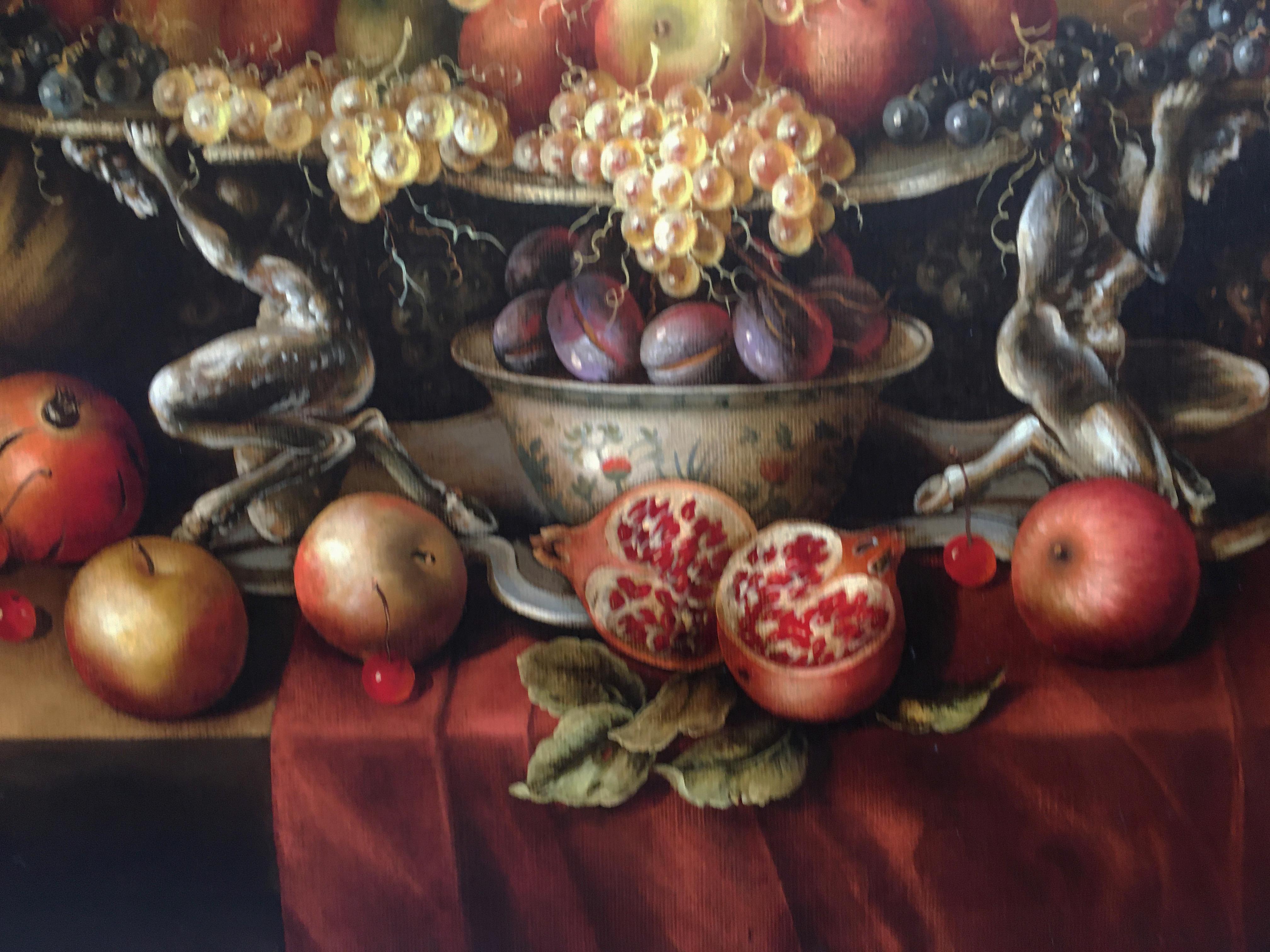 TRIUMPH OF FRUIT - Carlo De Tommasi - Oil on Canvas Painting Italy For Sale 10