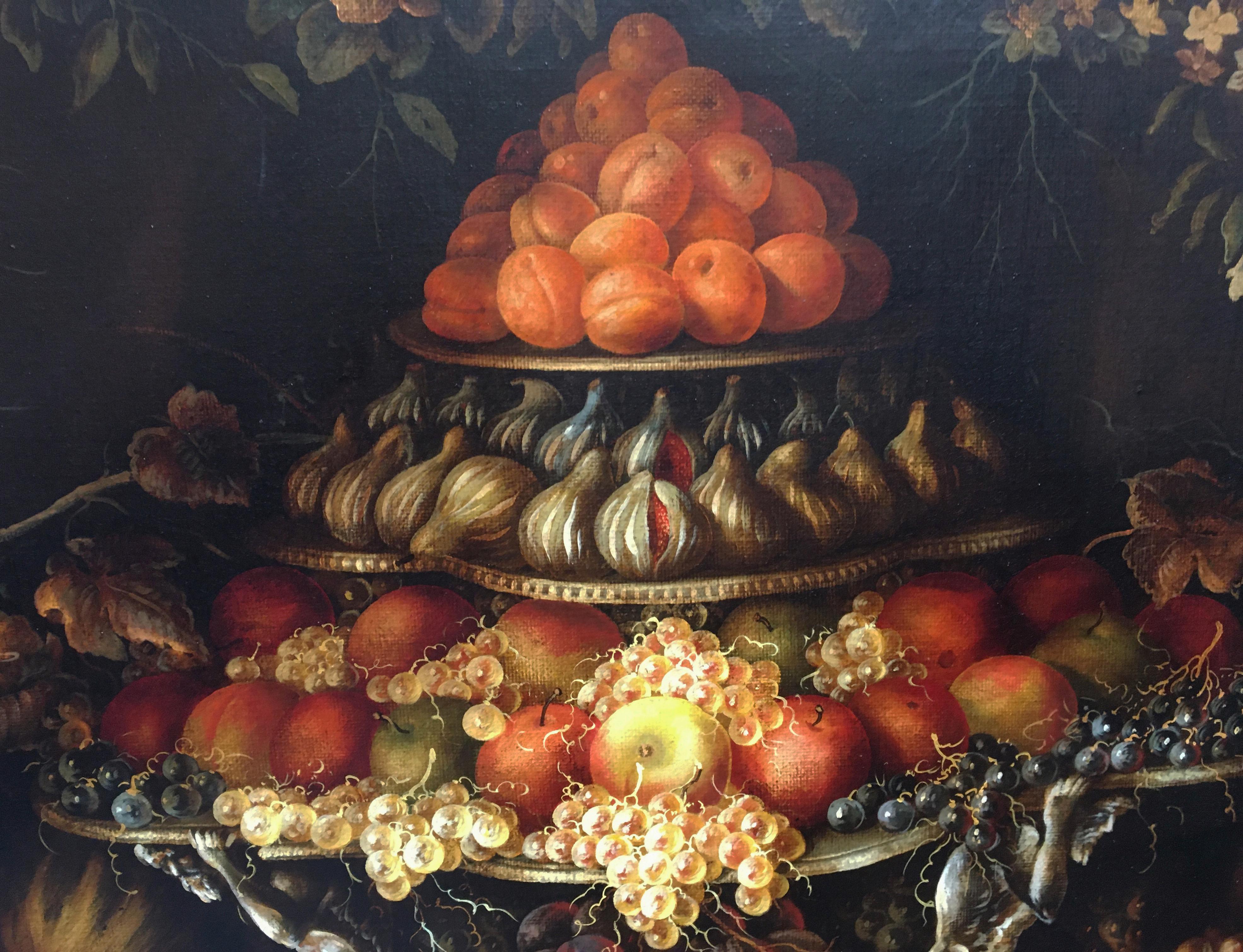 TRIUMPH OF FRUIT - Carlo De Tommasi - Oil on Canvas Painting Italy For Sale 12
