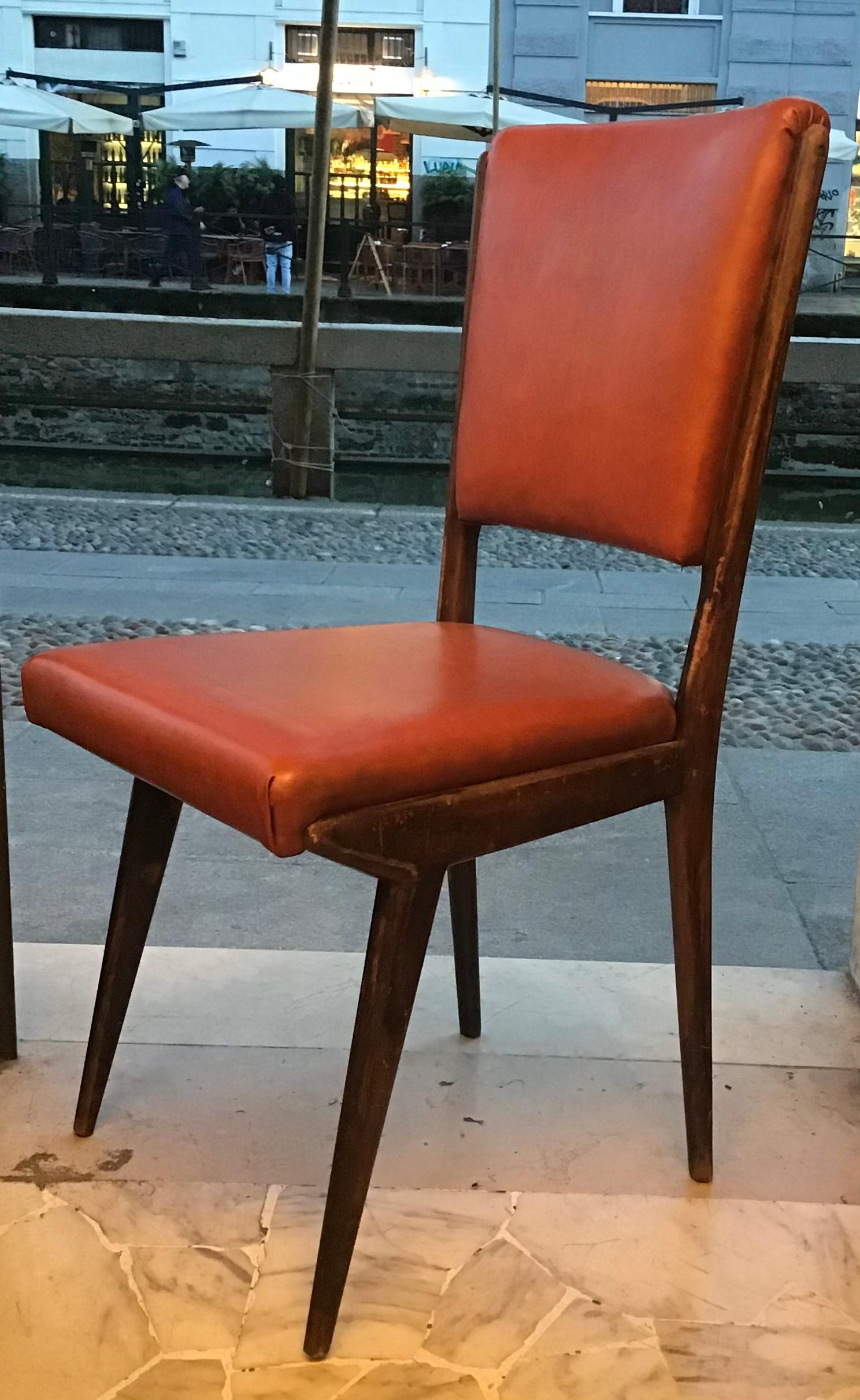 Carlo DeCarli Desk Chair Wood Sky Padding 1950 italy  For Sale 7