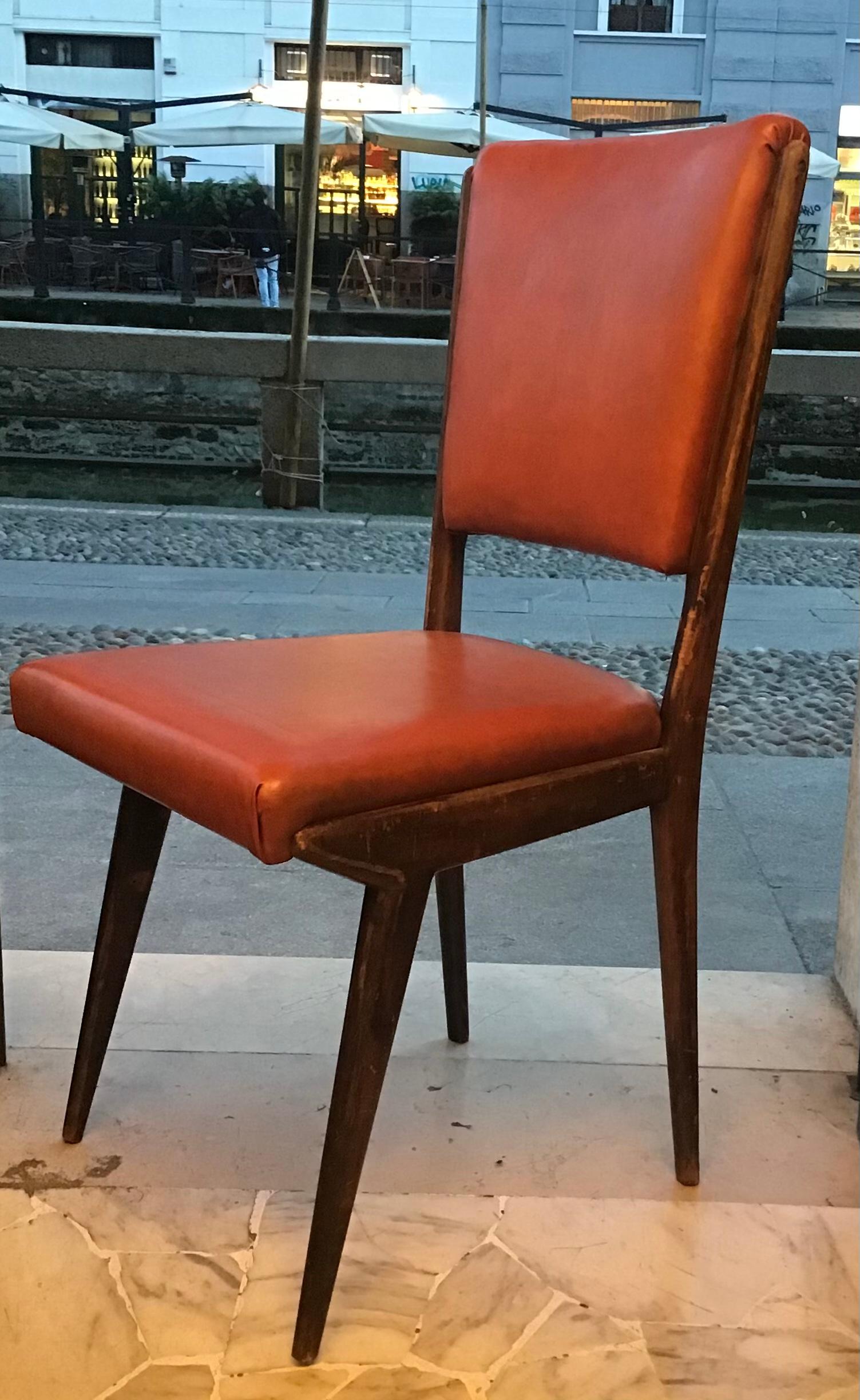 Carlo DeCarli Desk Chair Wood Sky Padding 1950 italy  For Sale 9