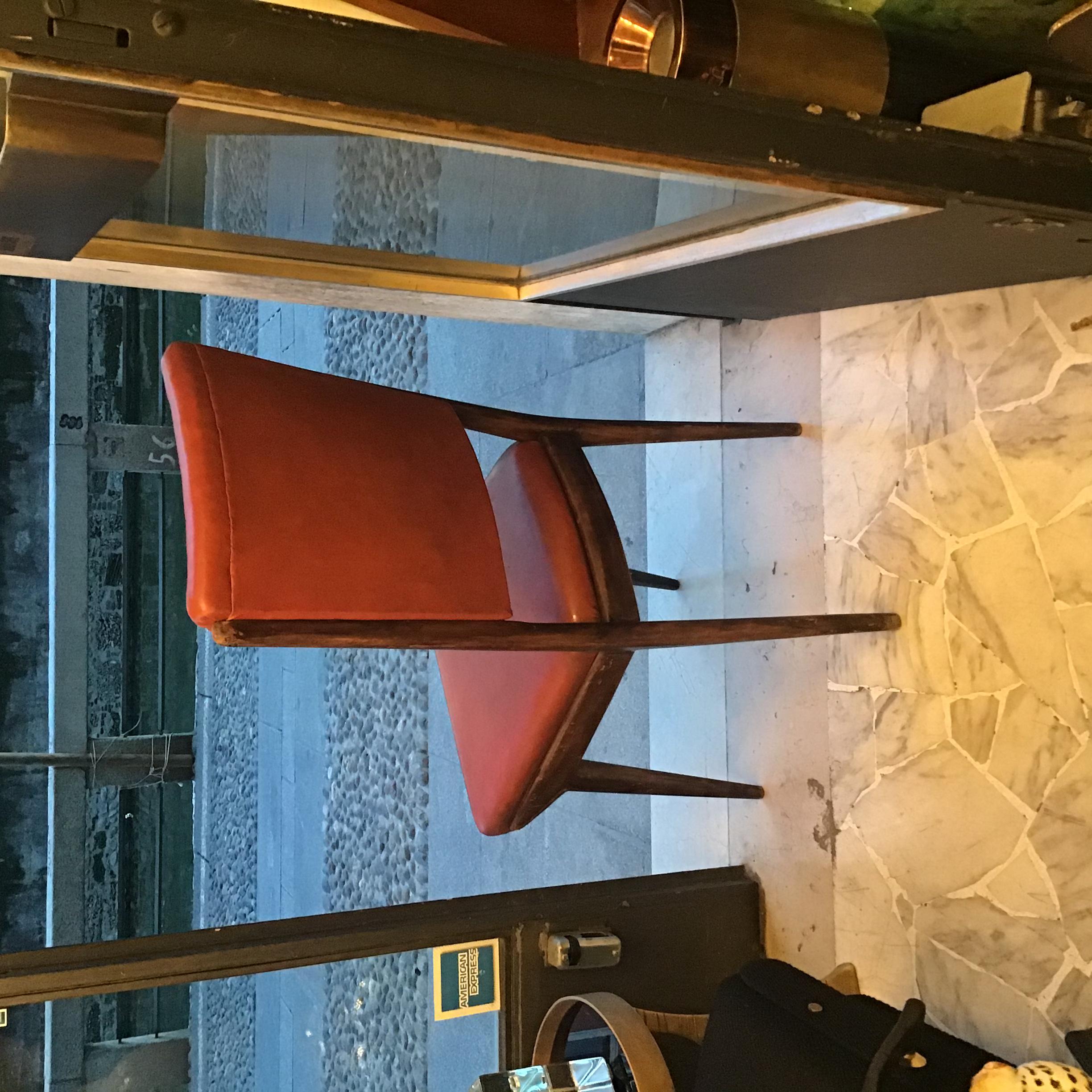Carlo DeCarli Desk Chair Wood Sky Padding 1950 italy  For Sale 11