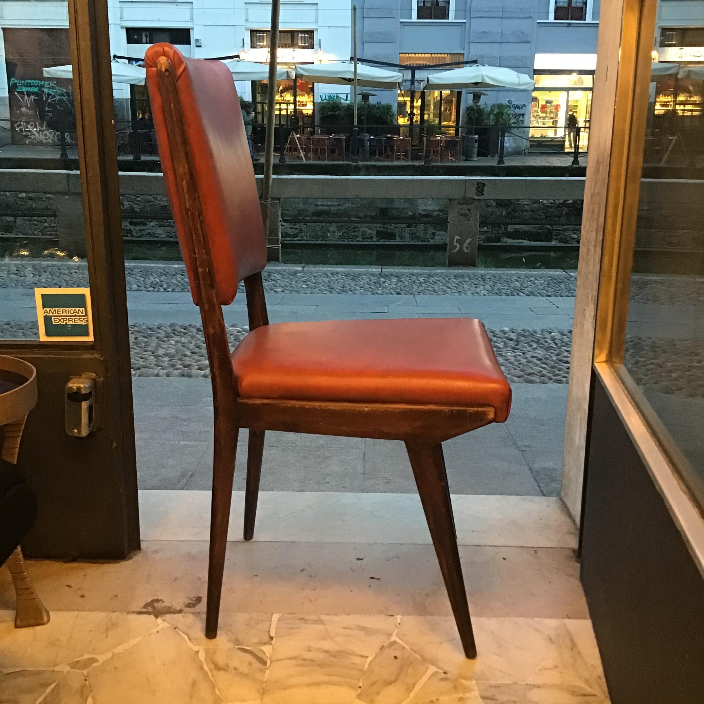 Carlo DeCarli Desk Chair Wood Sky Padding 1950 italy  For Sale 1