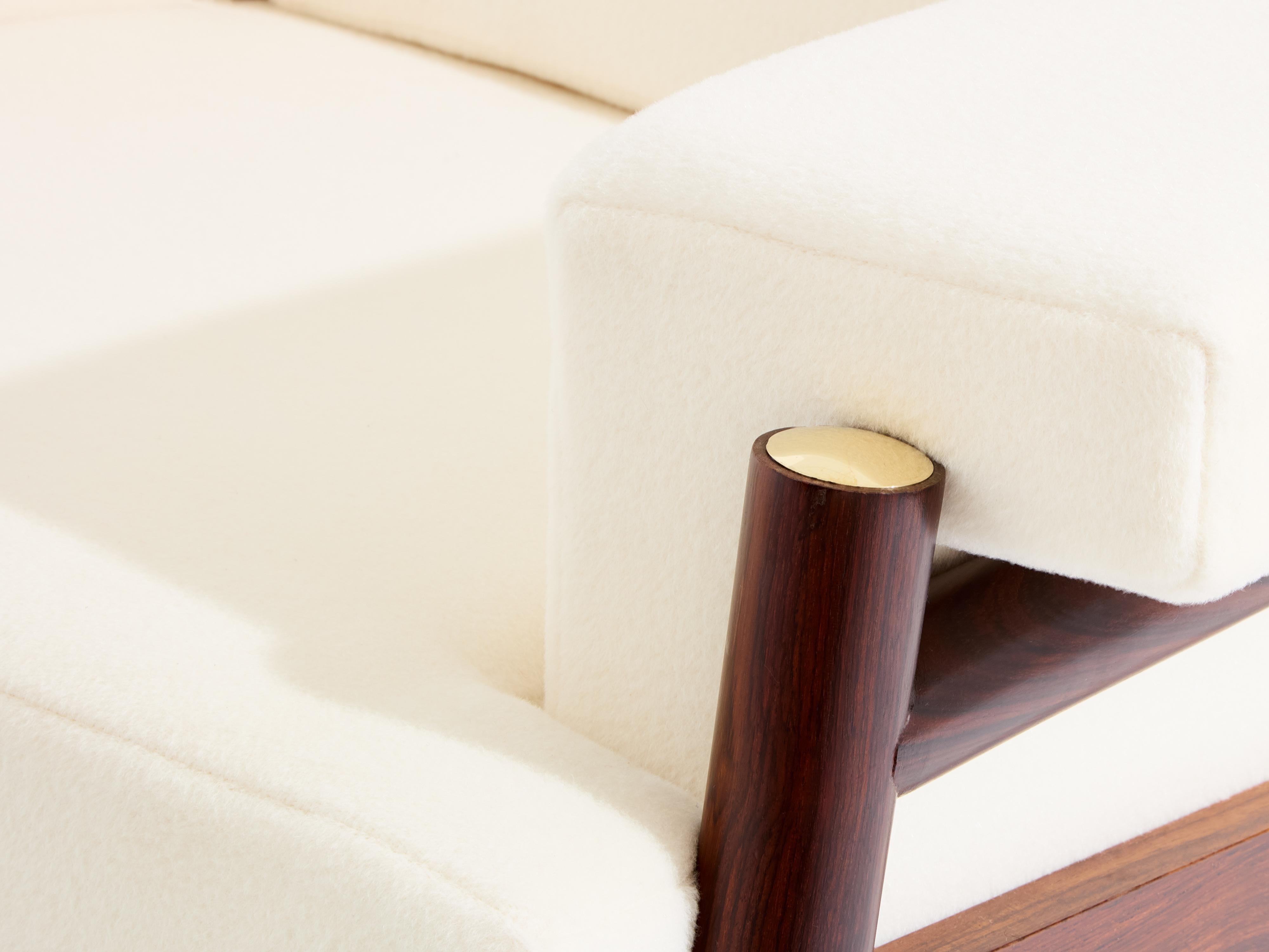 Carlo Di Carli pair of armchairs rosewood brass leather 1966 For Sale 1