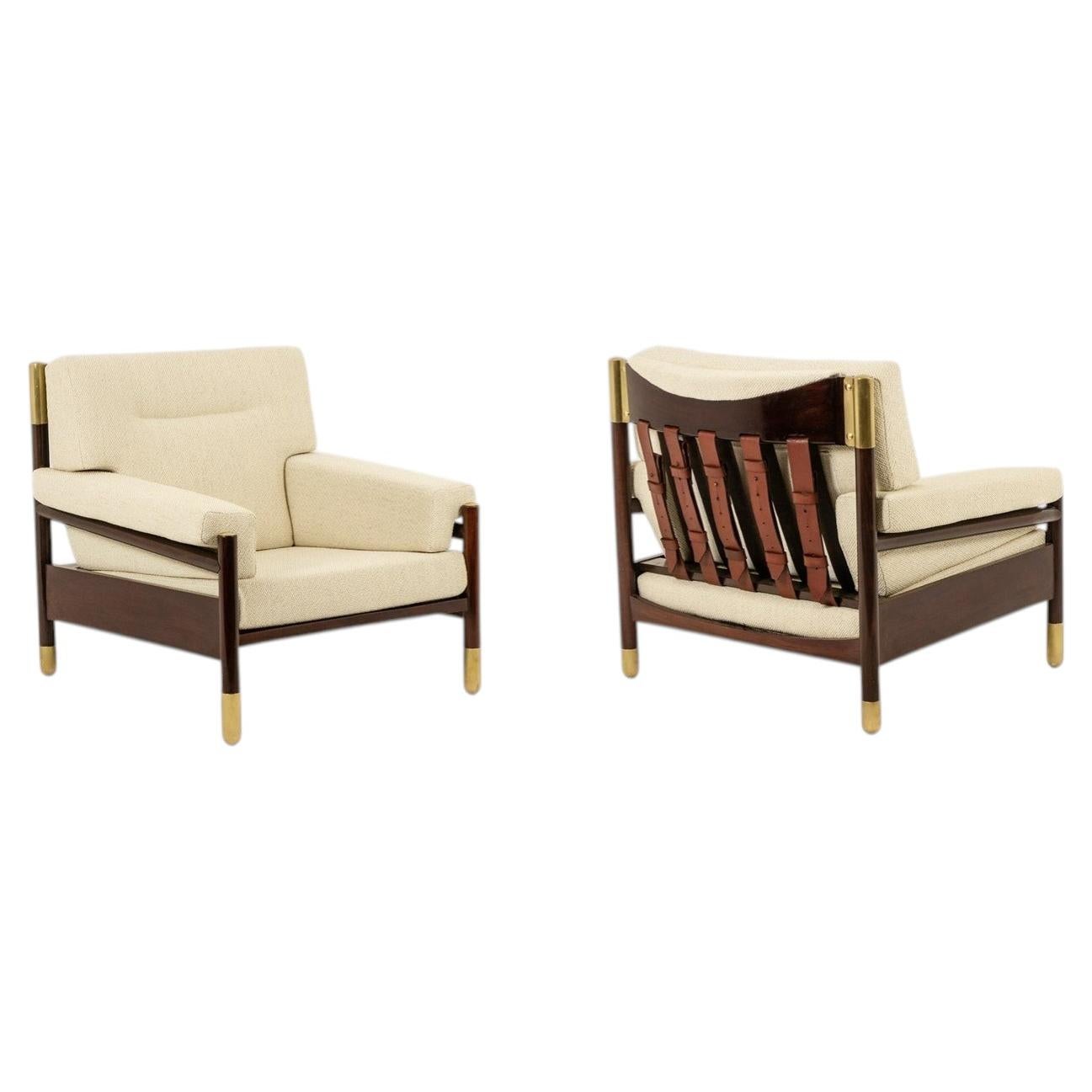 Carlo di Carli. Paire de fauteuils "Sella" en bois de rose. 1960s. en vente