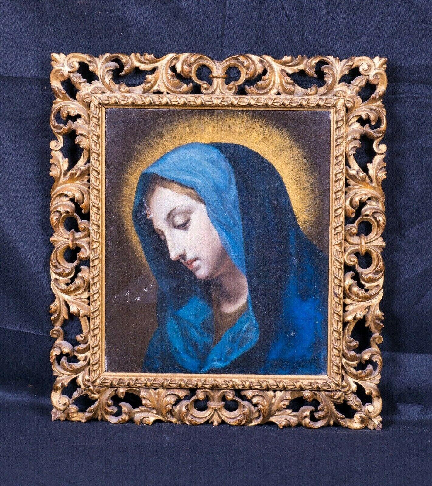 Madonna, 16th Century - Black Portrait Painting by Carlo DOLCI 