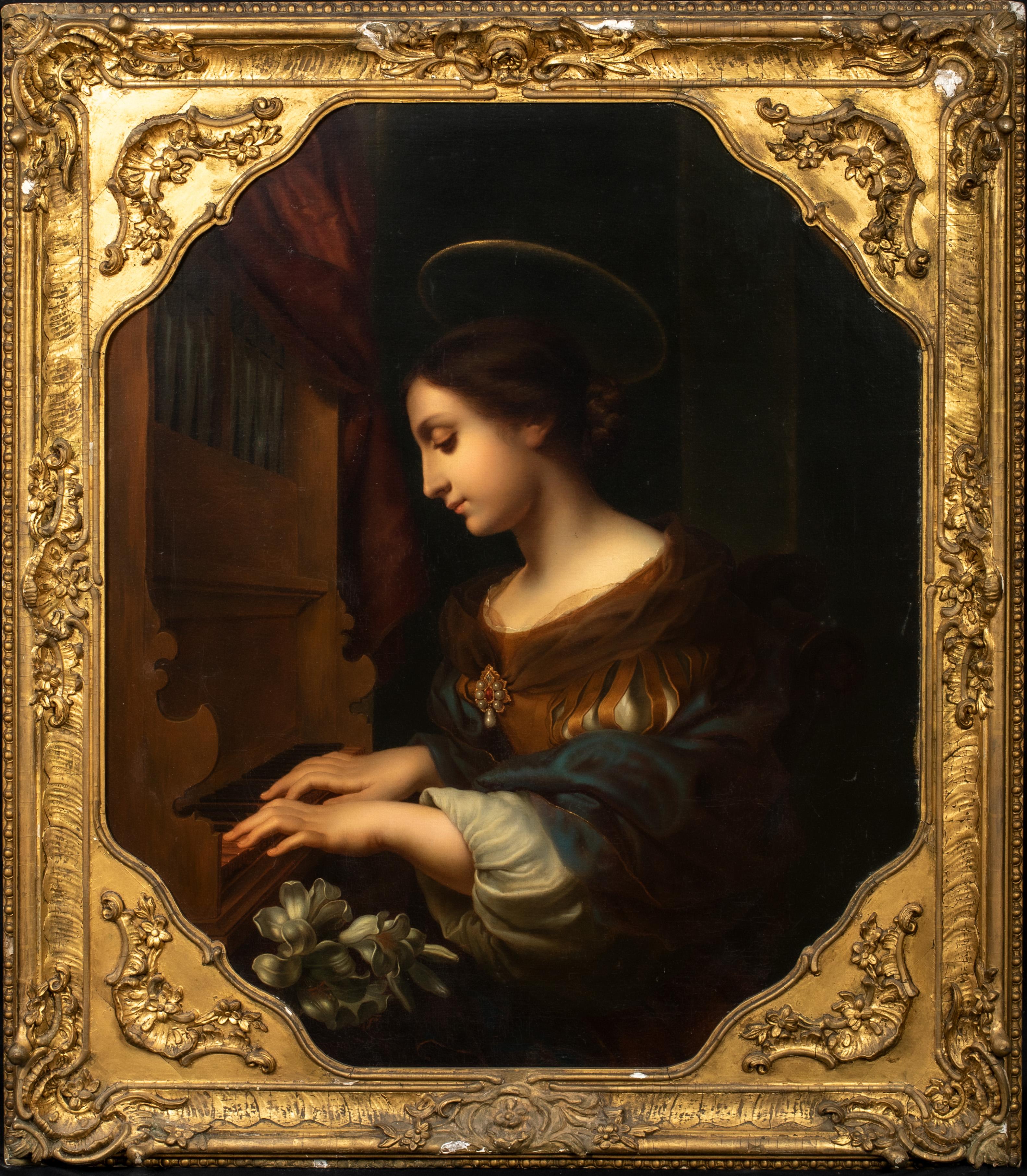 Carlo Dolci Portrait Painting - Saint Cecilia Playing The Piano, 17th Century
