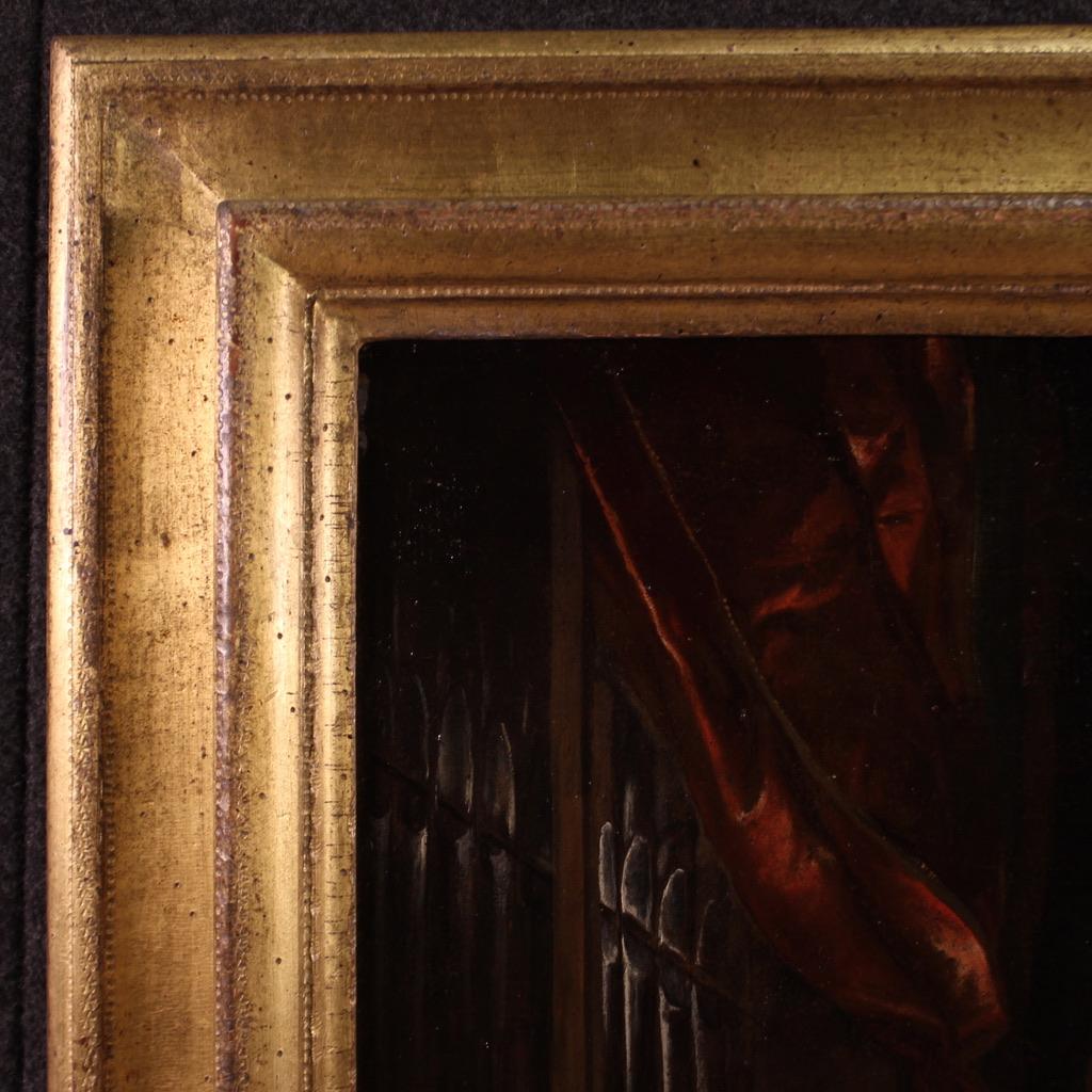 óleo sobre lienzo del siglo XVII Pintura religiosa italiana Santa Cecilia al órgano 4