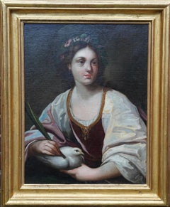 Portrait of St Catherine Holding a Dove - Venetian Old master art oil painting