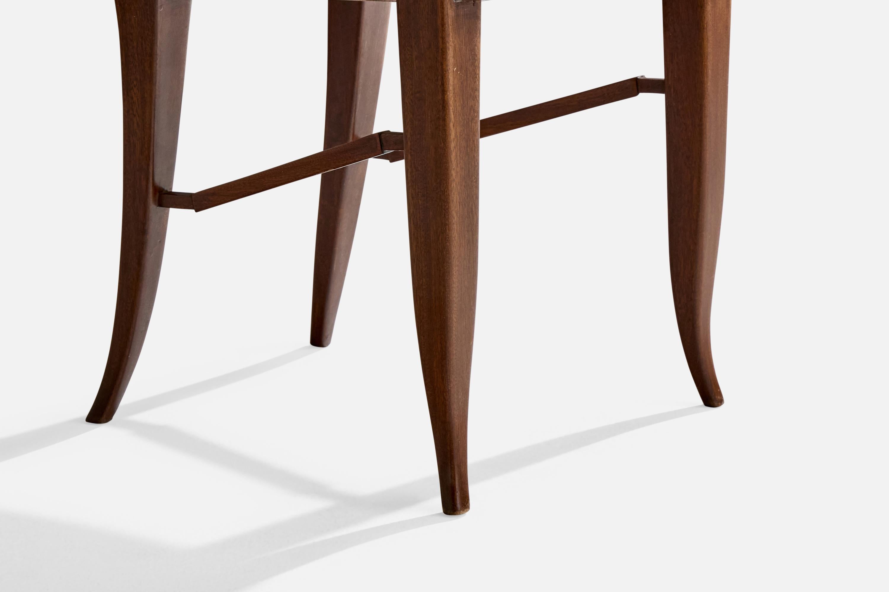 Carlo Enrico Rava Attribution, chaise d'appoint, noyer, simili cuir, Italie, années 1940 en vente 4