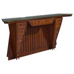 Carlo Enrico Rava, Console Table, Walnut, Mahogany, Brass, Glass, Italy, 1940s