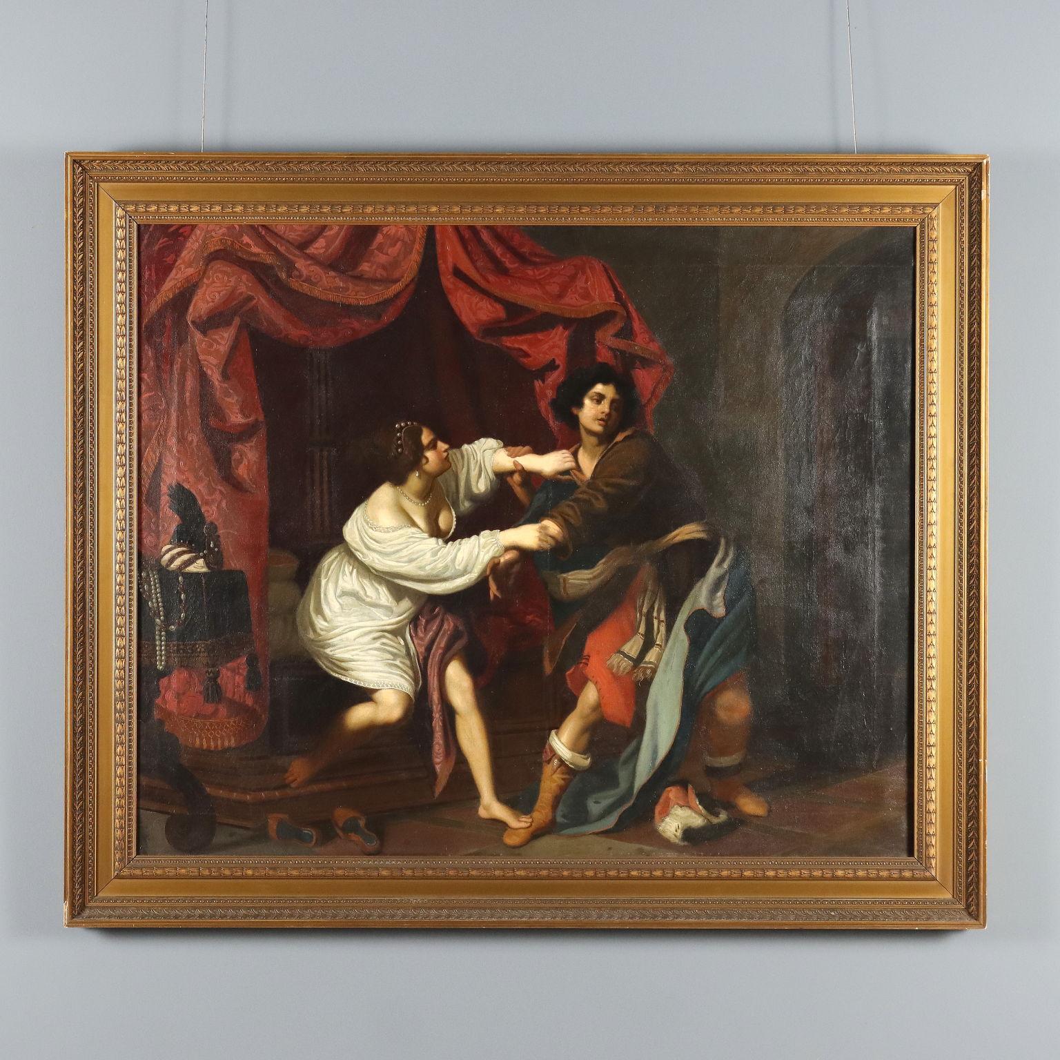 Figurative Painting di Carlo Facchinetti - Giuseppe e la Moglie di Putifarre fine XIX