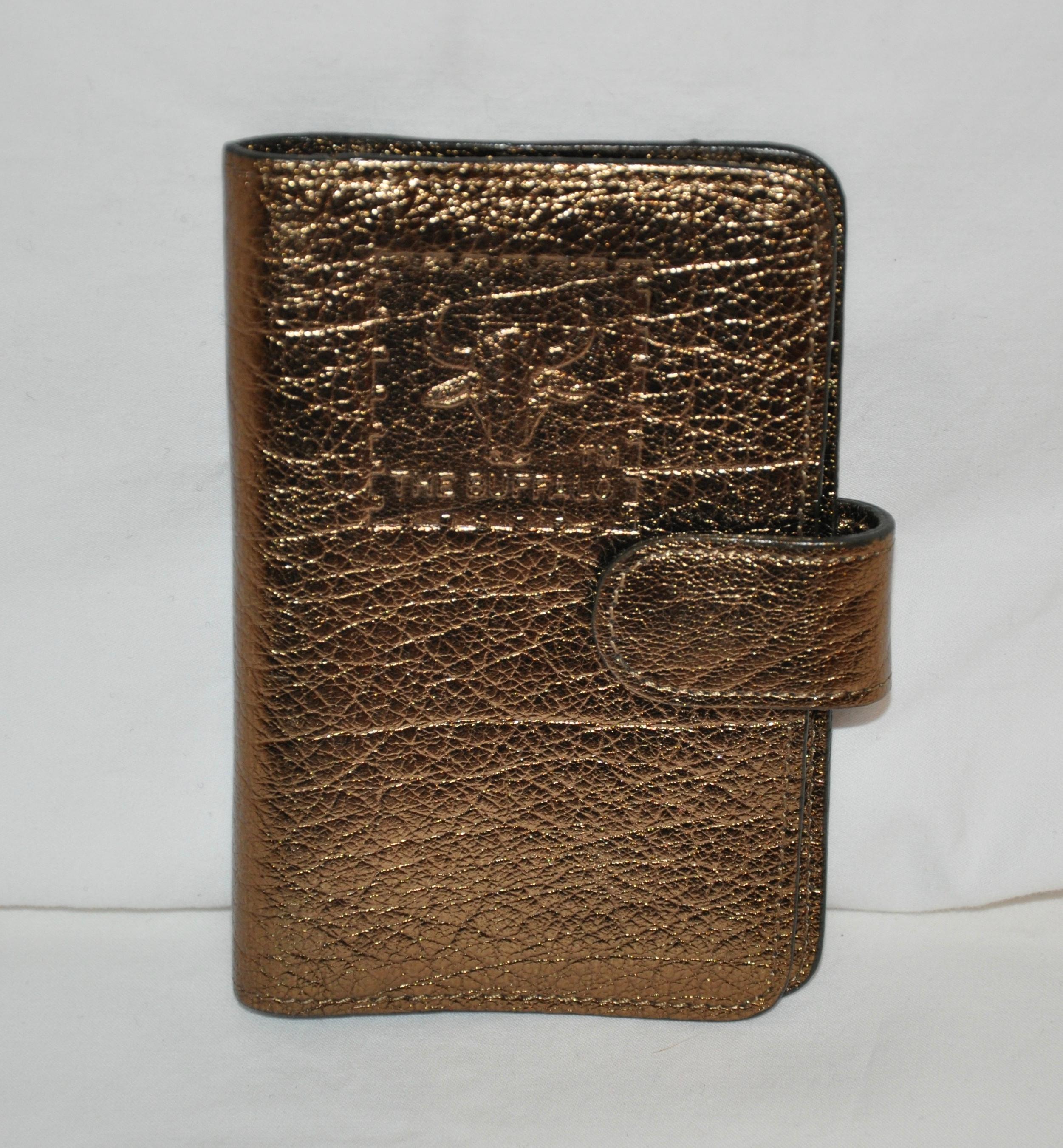 Carlo Falchi Deep Metallic Gold Calfskin Wallet and Notebook Holder 2