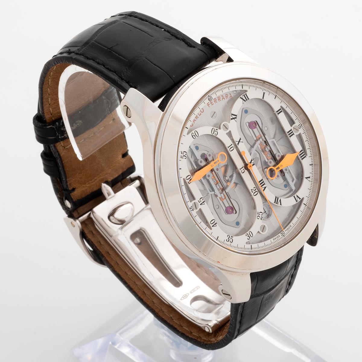 Carlo Ferrara Zapphiro P Regulatore Limited Edition, 18K White Gold, Full Set... In Excellent Condition In Canterbury, England