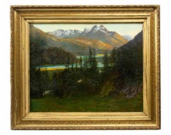 View of Saint Moritz - Oil Paint by Carlo Ferrari - 1907