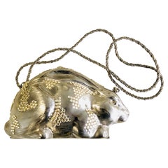 Vintage Carlo Fiori Metal and Rhinestone Hare Clutch Bag Purse