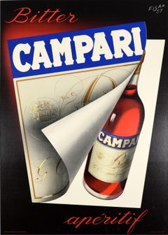 Cartel Publicitario Original Vintage Amargo Campari Aperitivo Carlo Fisanotti Fisa