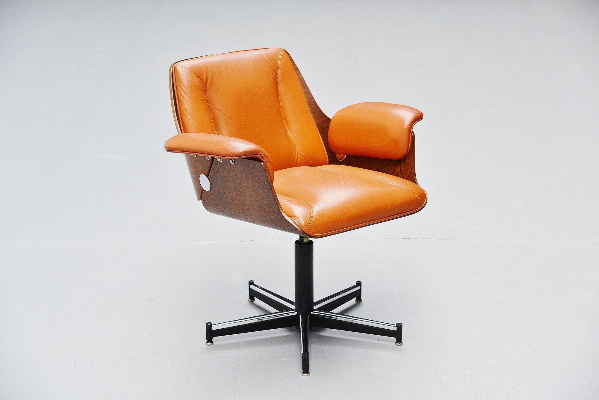 Cold-Painted Carlo Fongaro Probjeto Office Chairs, Brazil, 1975
