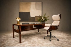 Carlo Fongaro - Tall “Dinamarquesa” Swivel Chair in Rosewood & Chenille, 1960s
