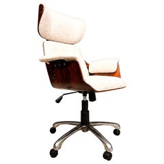 Carlo Fongaro - Tall “Dinamarquesa” Swivel Chair in Rosewood & Chenille, 1960s