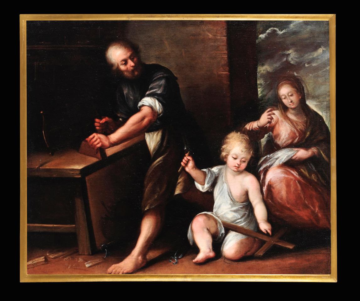 17 Century Holy Family Francesco Nuvolone Holy Family Oil on Canvas White - Painting by Carlo Francesco Nuvolone