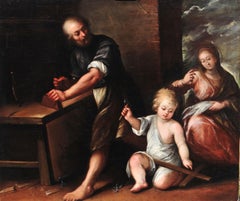 17th Century Holy Family Francesco Nuvolone Madonna and Child oil on Canvas