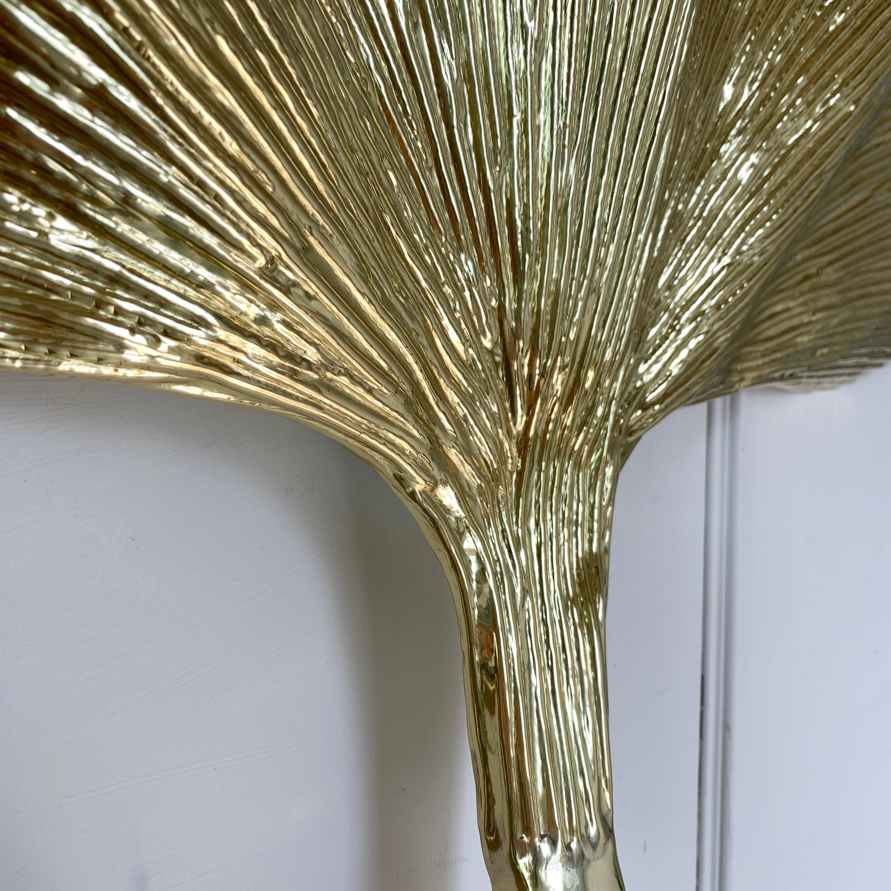 Mid-Century Modern Carlo Giorgi Att Gold Ginkgo Wall Sconce’s For Sale