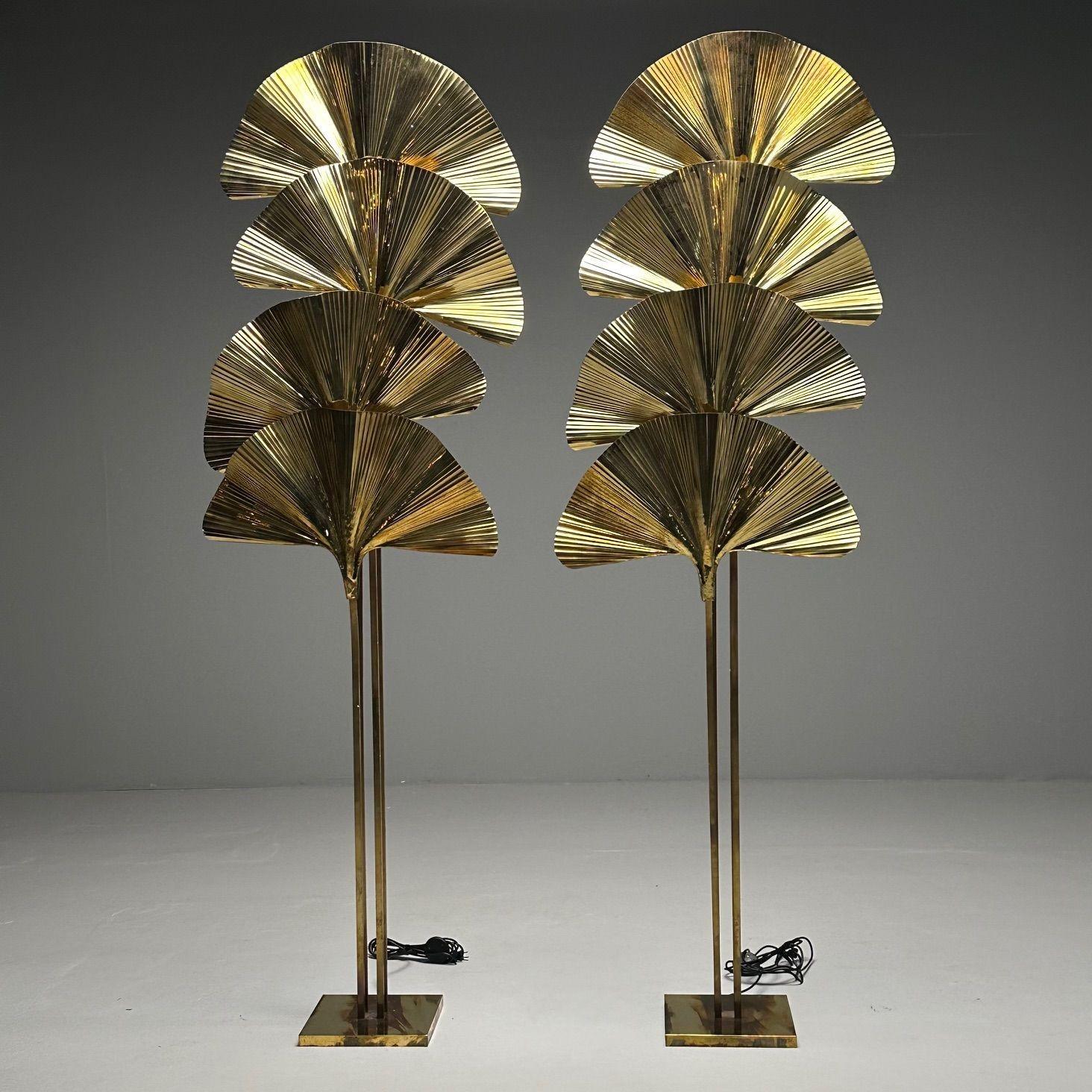 Carlo Giorgi, Bottega Gadda, Italian Mid-Century Modern, Ginko Leaf Floor Lamps In Good Condition For Sale In Manhasset, NY