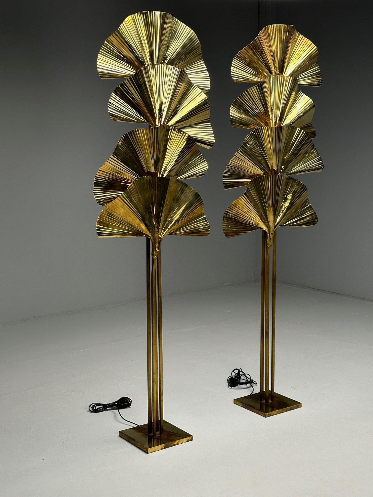 20th Century Carlo Giorgi, Bottega Gadda, Italian Mid-Century Modern, Ginko Leaf Floor Lamps For Sale