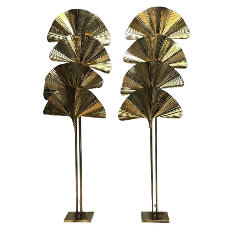 Carlo Giorgi, Bottega Gadda, Italian Mid-Century Modern, Ginko Leaf Floor Lamps For Sale