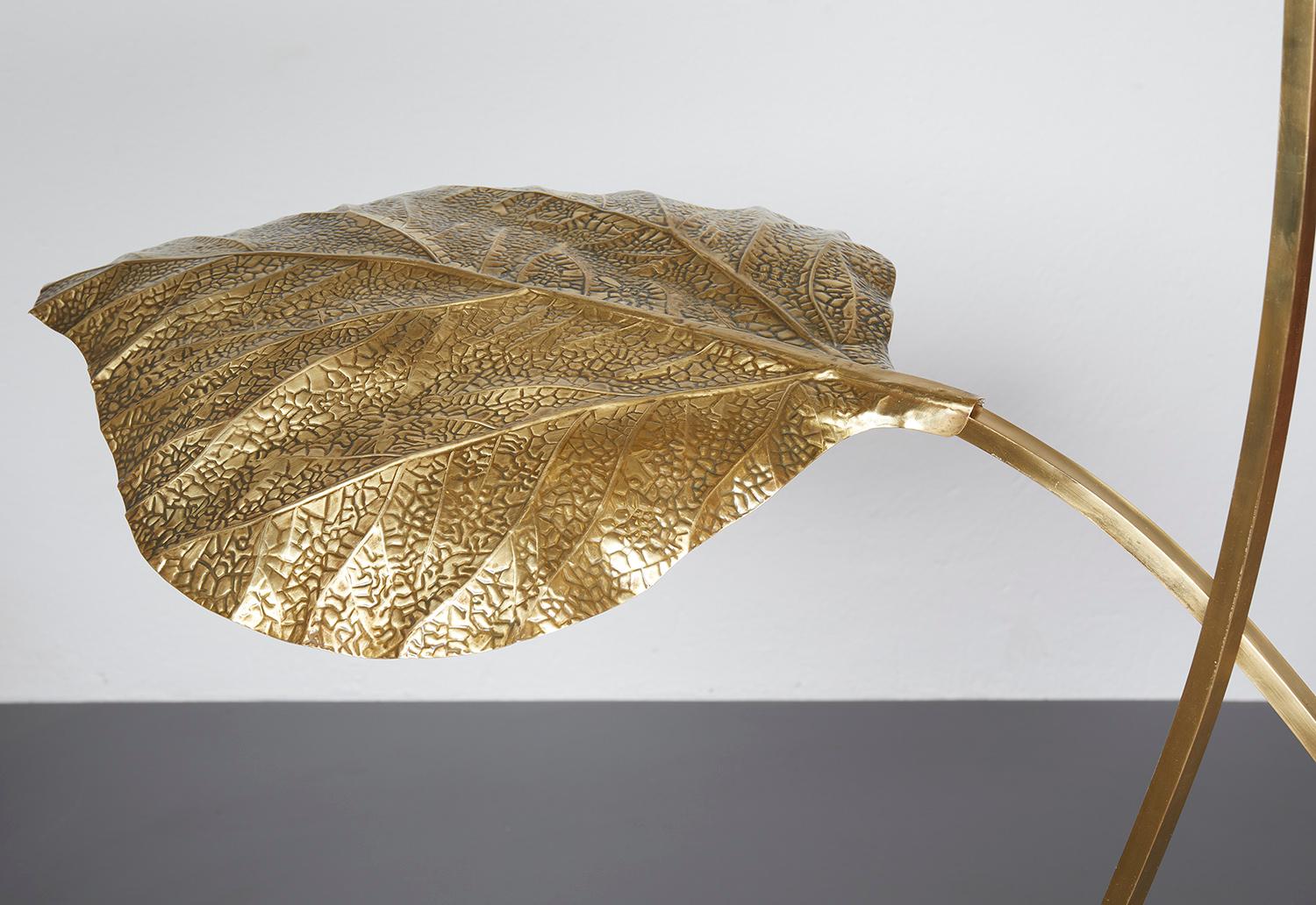 Carlo Giorgi Brass Floor Lamp with Three Leaves, Italy 1970 Tommaso Barbi 4
