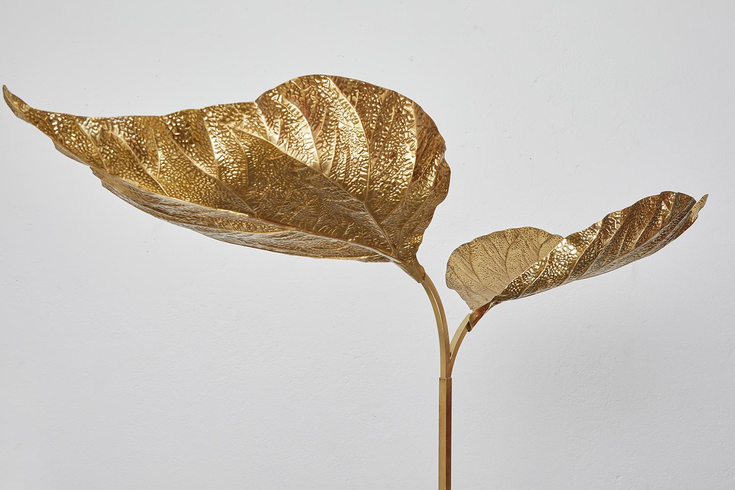 Late 20th Century Carlo Giorgi Brass Floor Lamp with Three Leaves, Italy 1970 Tommaso Barbi